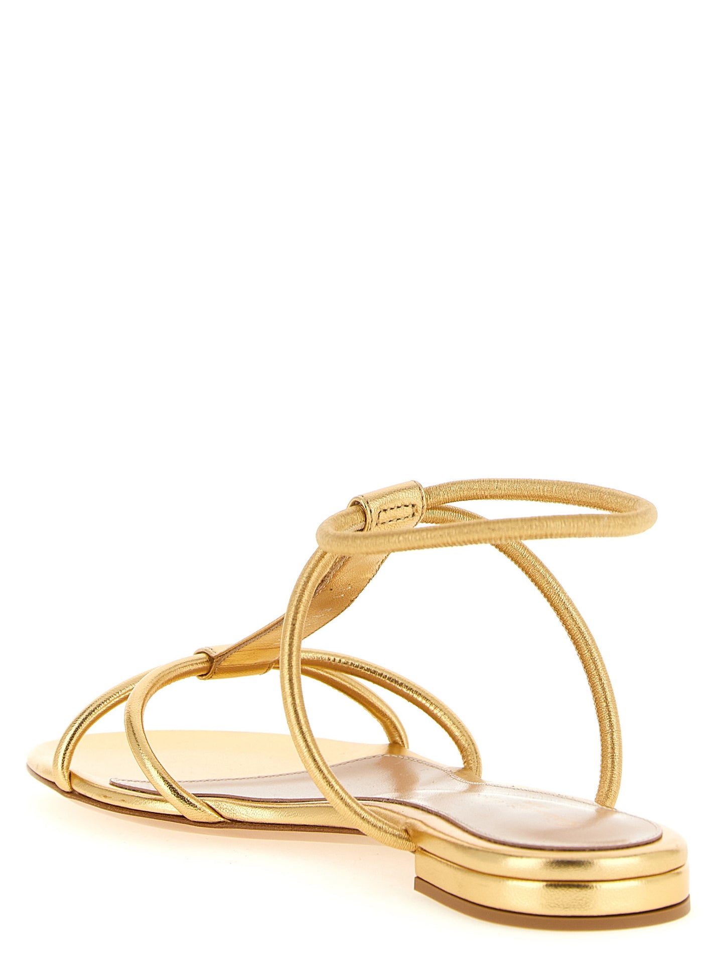Gianvito Rossi Gold Lamb Leather Flat Sandals Curated Luxury Accessories by Orvyn