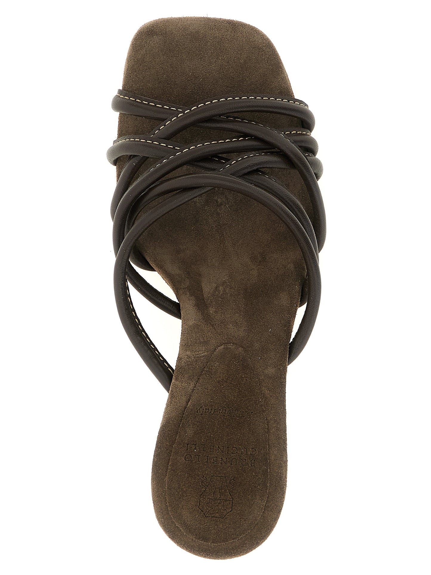 Brunello Cucinelli Brown Leather Stiletto Heel Sandals Curated Luxury Accessories by Orvyn