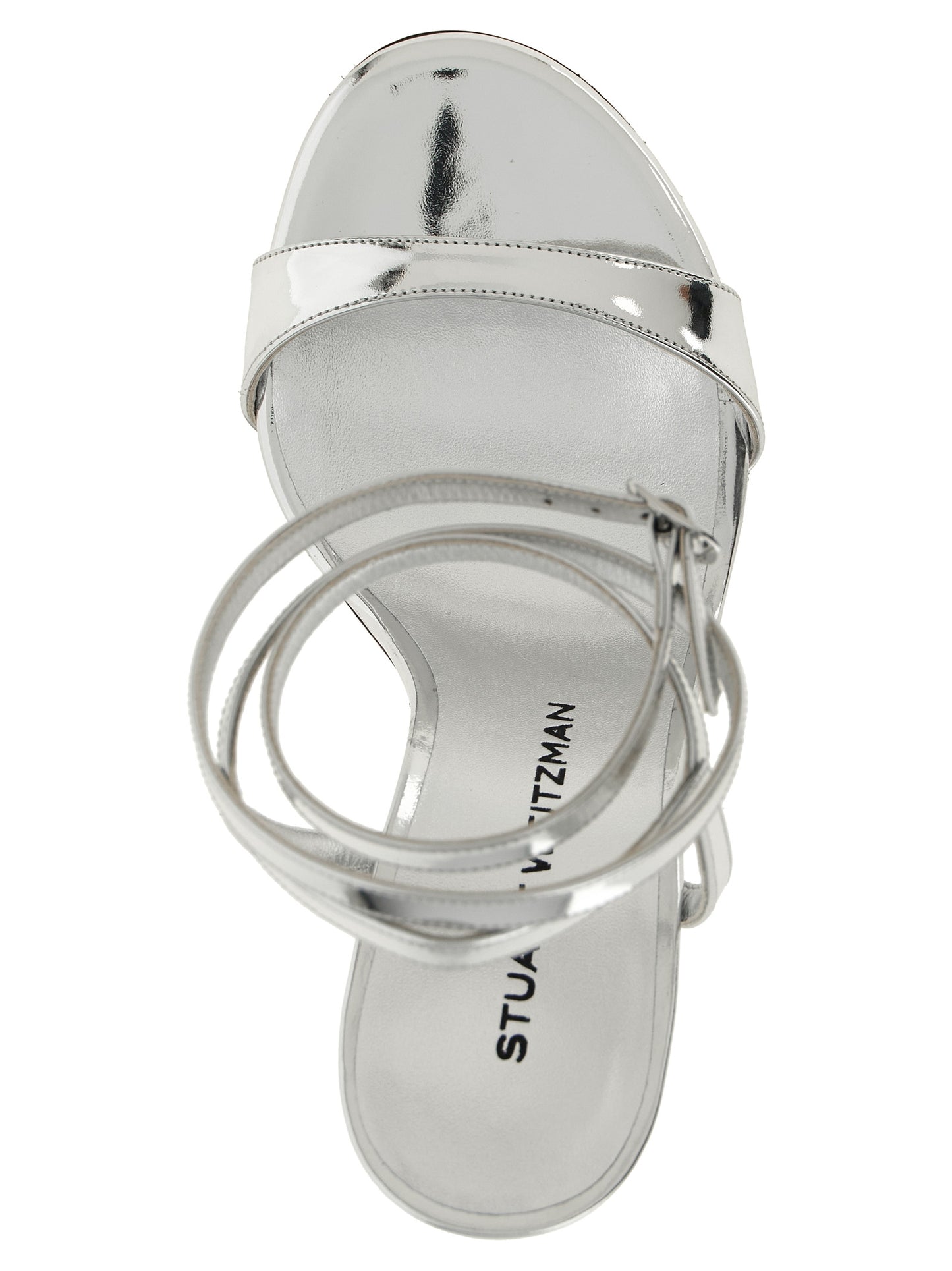 Stuart Weitzman Silver Polyethylene Stiletto Heel Sandals Curated Luxury Accessories by Orvyn