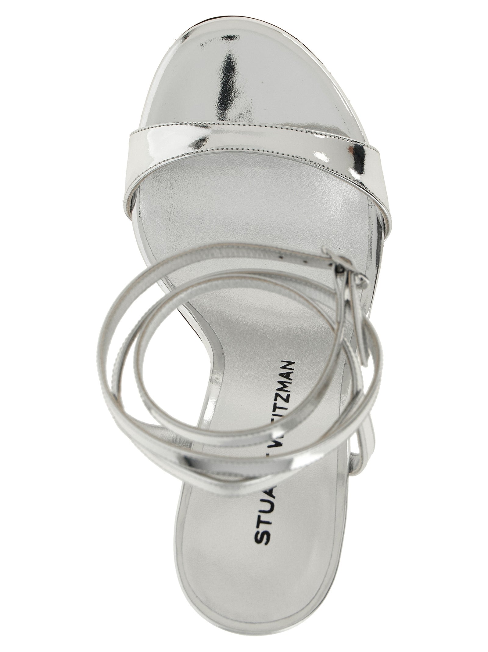 Stuart Weitzman Silver Polyethylene Stiletto Heel Sandals Curated Luxury Accessories by Orvyn