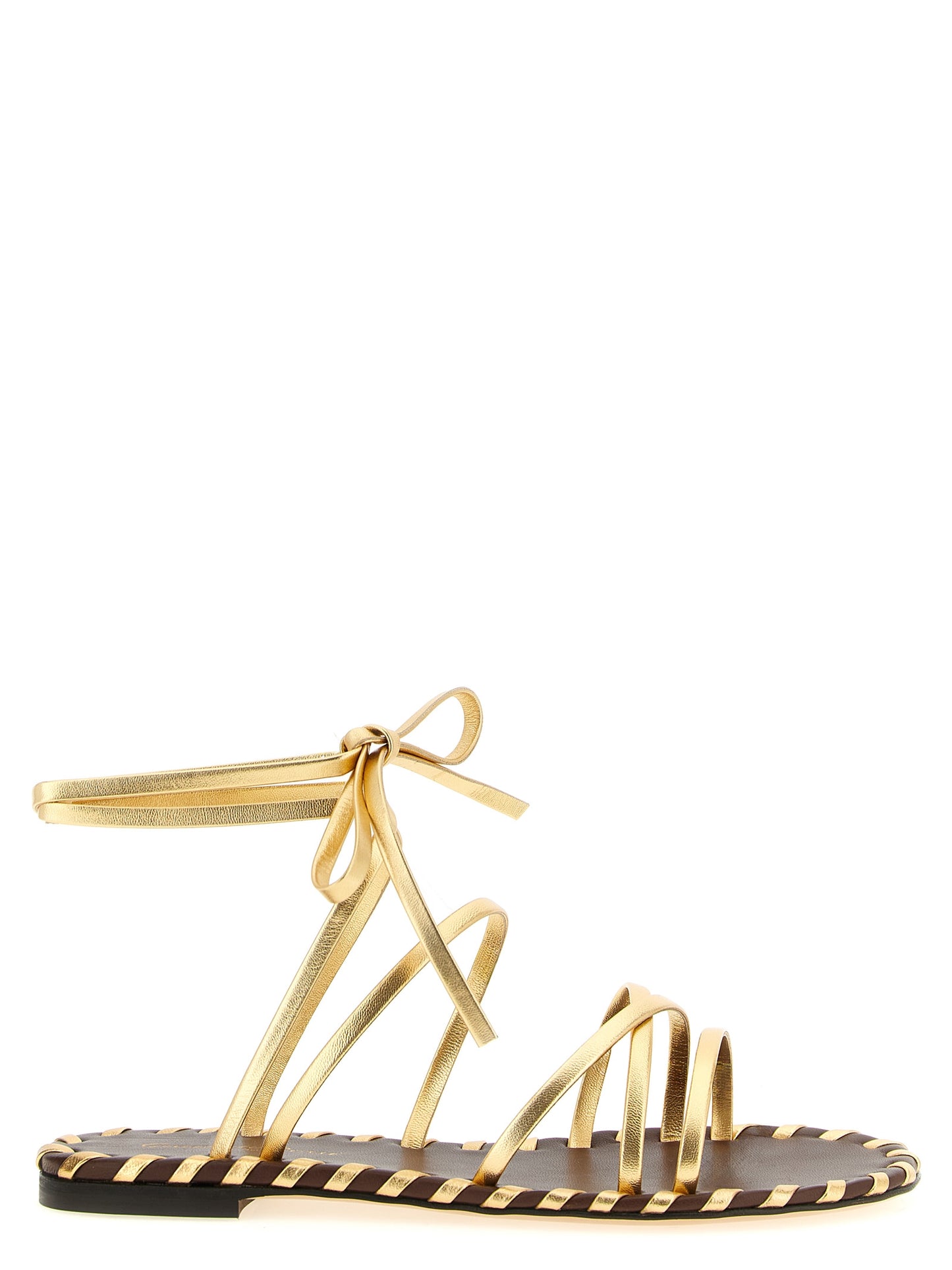 Gianvito Rossi Gold Lamb Leather Flat Sandals Curated Luxury Accessories by Orvyn
