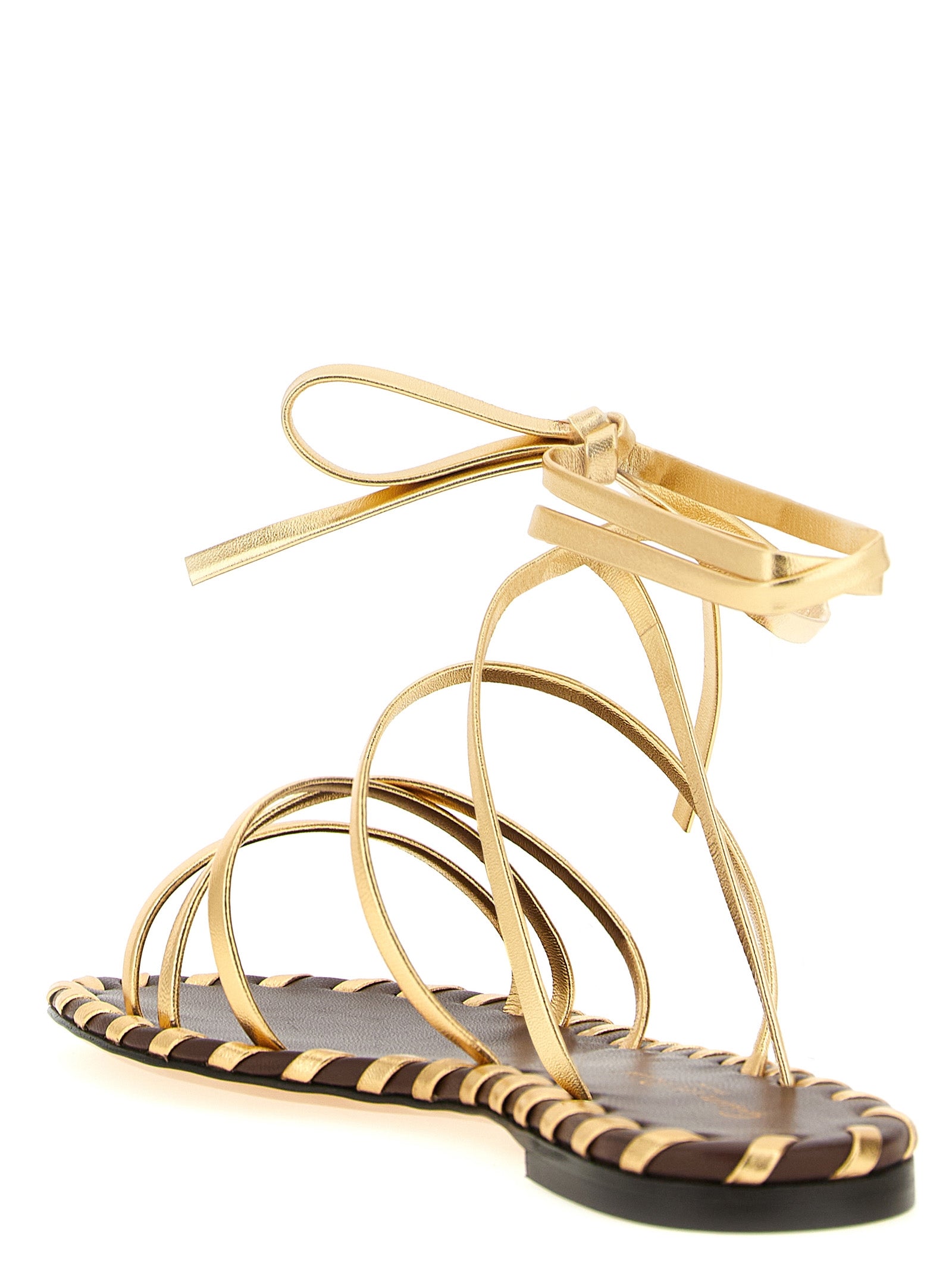 Gianvito Rossi Gold Lamb Leather Flat Sandals Curated Luxury Accessories by Orvyn