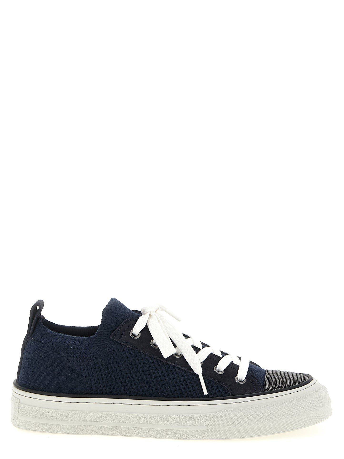Brunello Cucinelli Blue Cotton Low Top Sneakers Curated Luxury Accessories by Orvyn