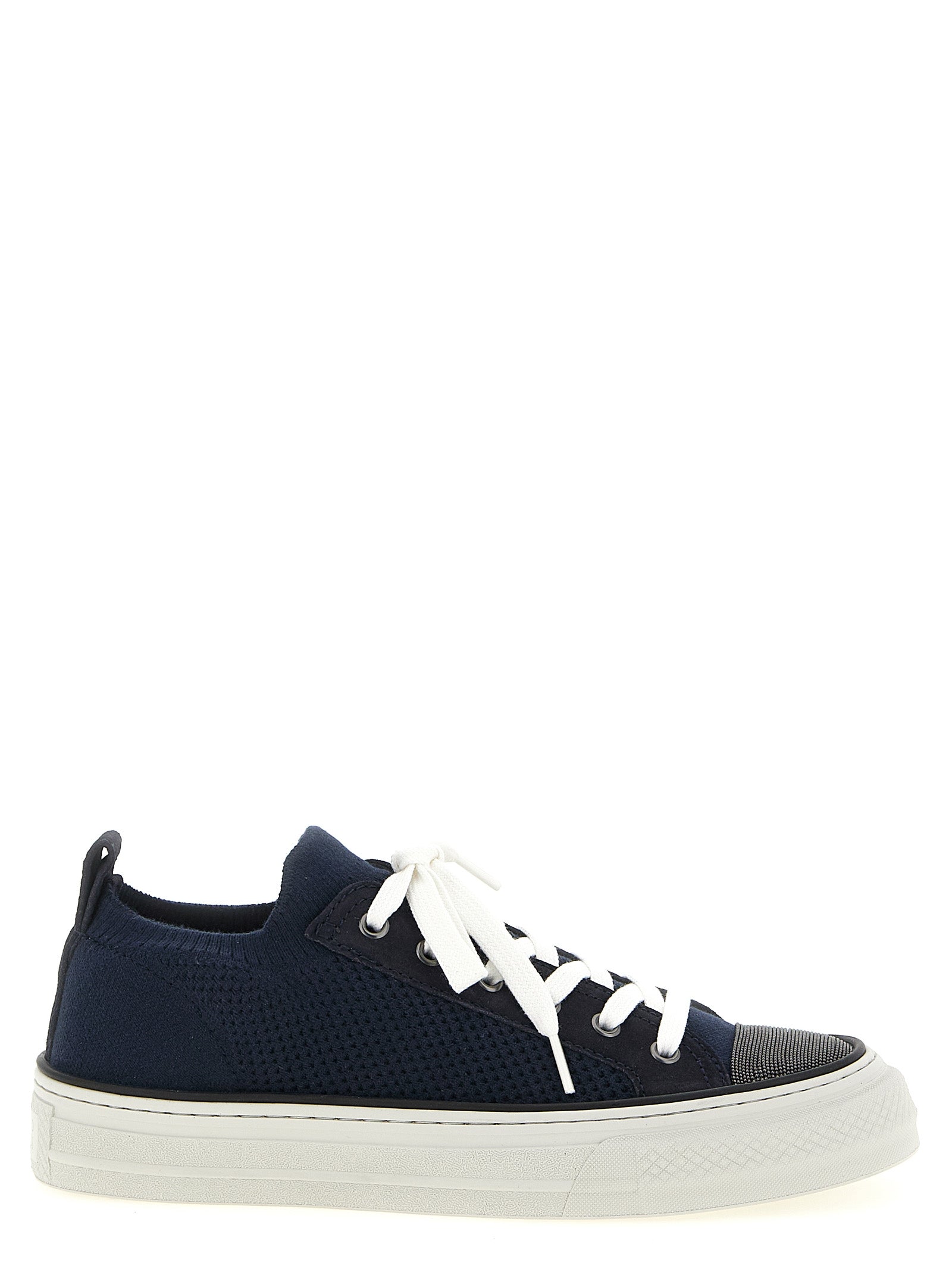 Brunello Cucinelli Blue Cotton Low Top Sneakers Curated Luxury Accessories by Orvyn