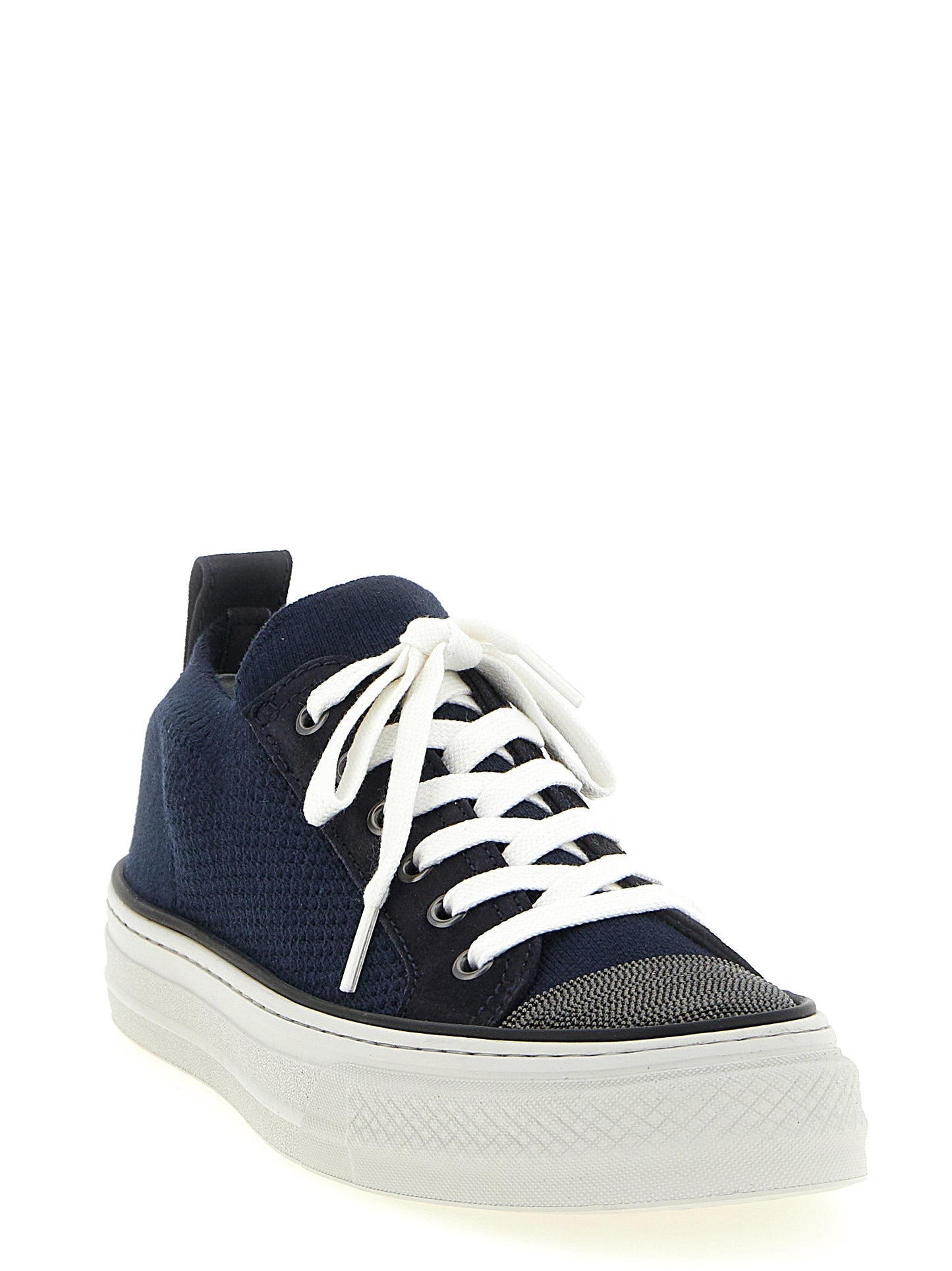 Brunello Cucinelli Blue Cotton Low Top Sneakers Curated Luxury Accessories by Orvyn
