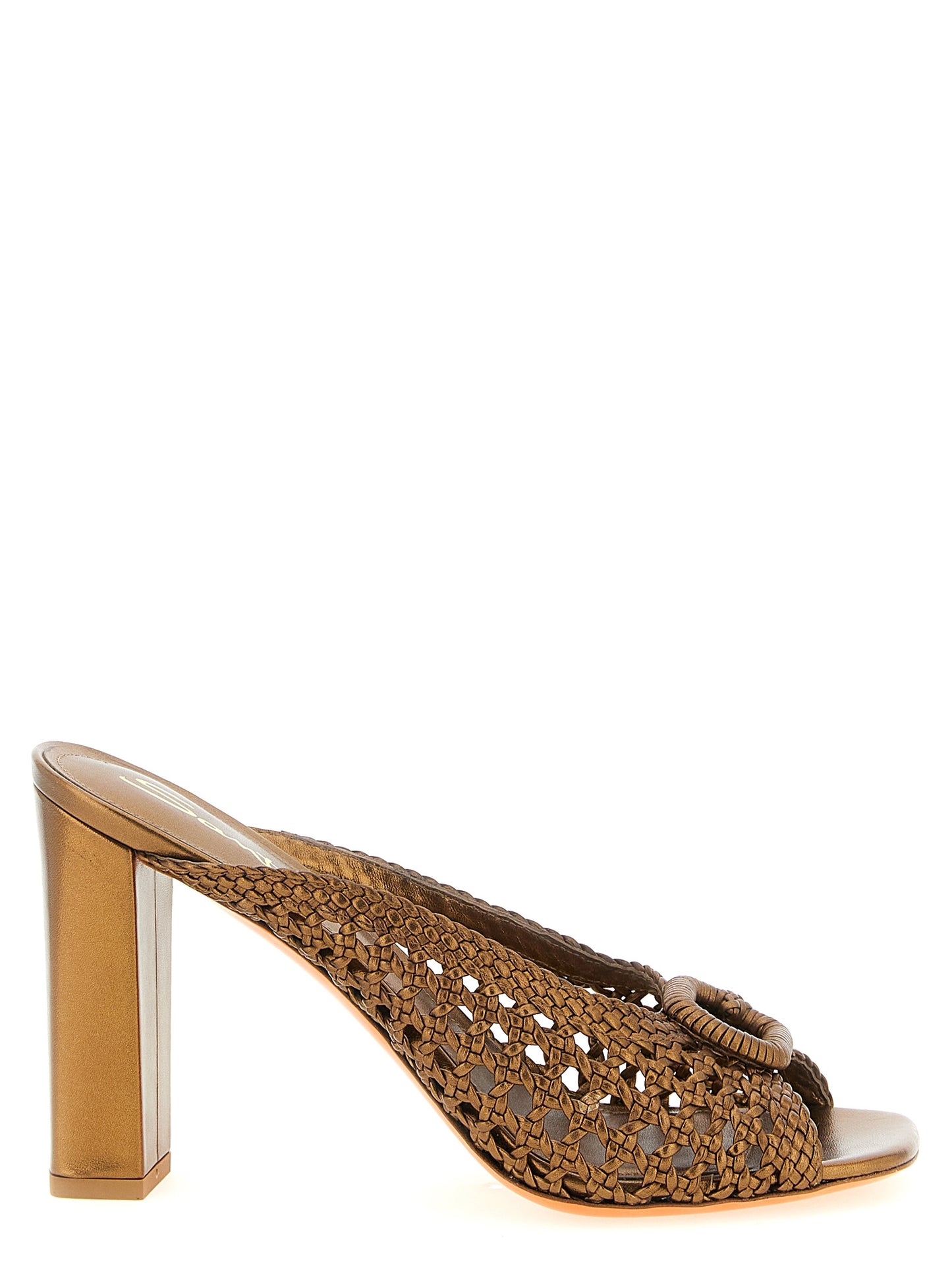 Santoni Gold Lamb Leather Stiletto Heel Sandals Curated Luxury Accessories by Orvyn