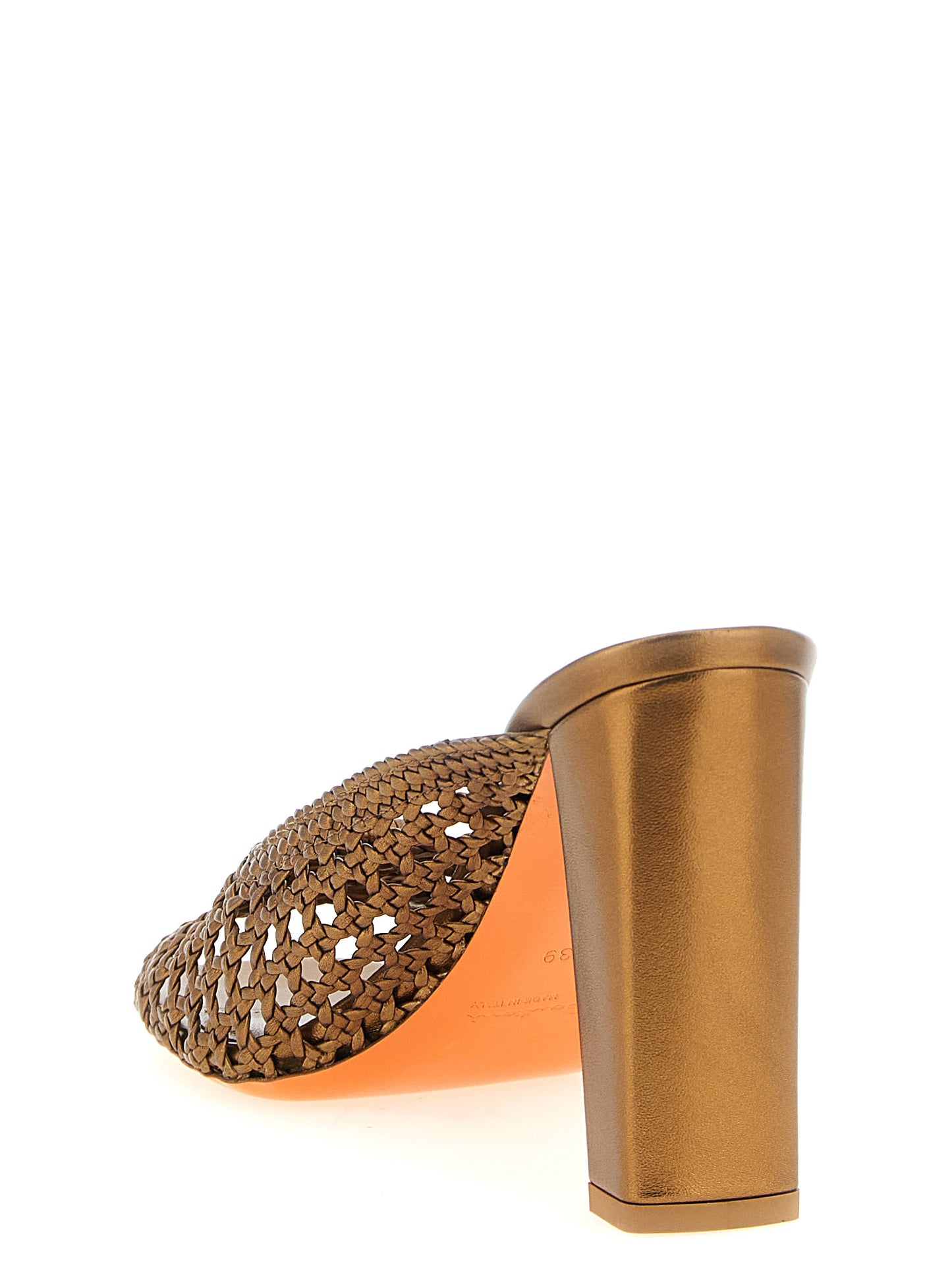 Santoni Gold Lamb Leather Stiletto Heel Sandals Curated Luxury Accessories by Orvyn
