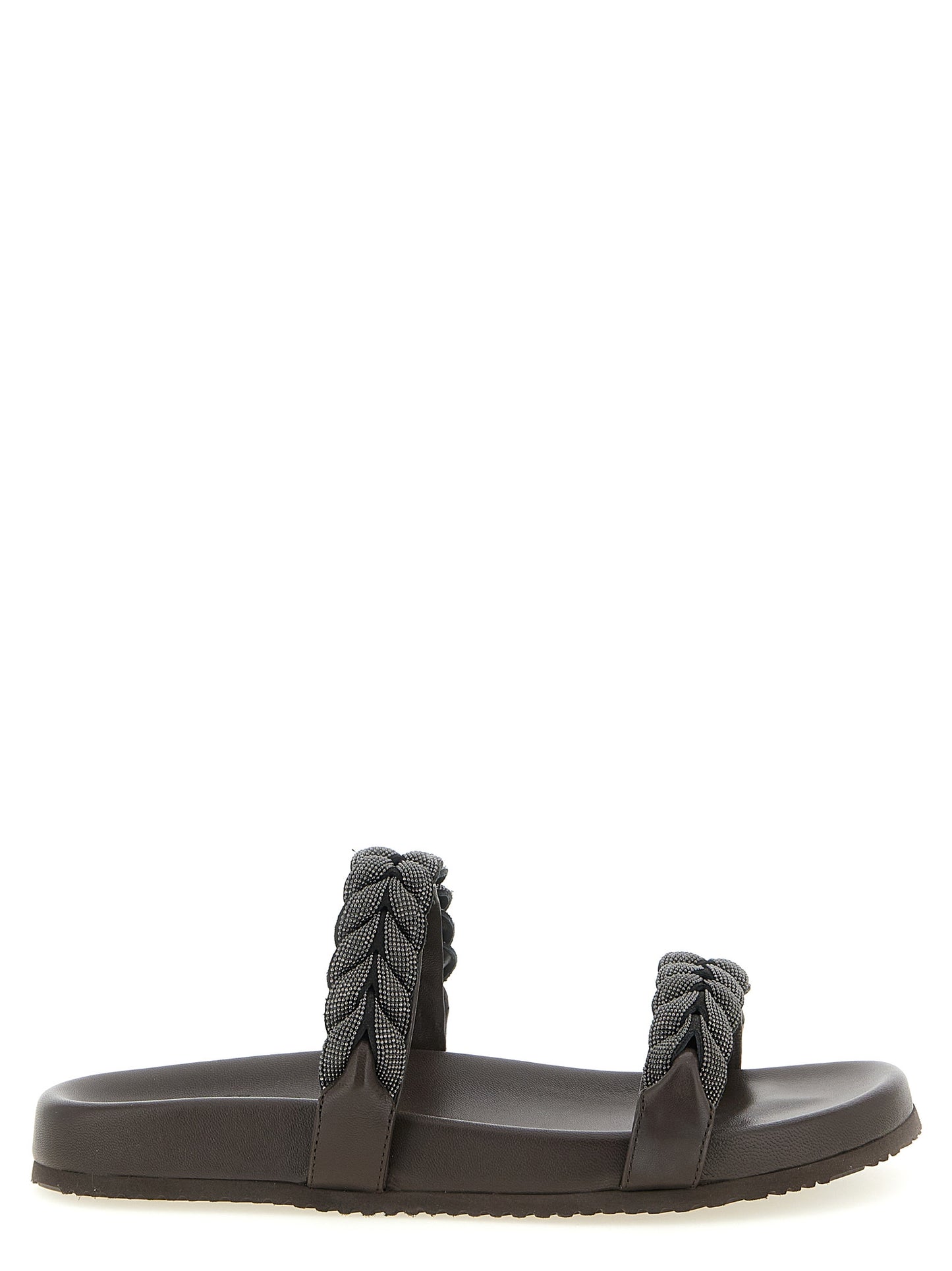 Brunello Cucinelli Brown Leather Slides Curated Luxury Accessories by Orvyn