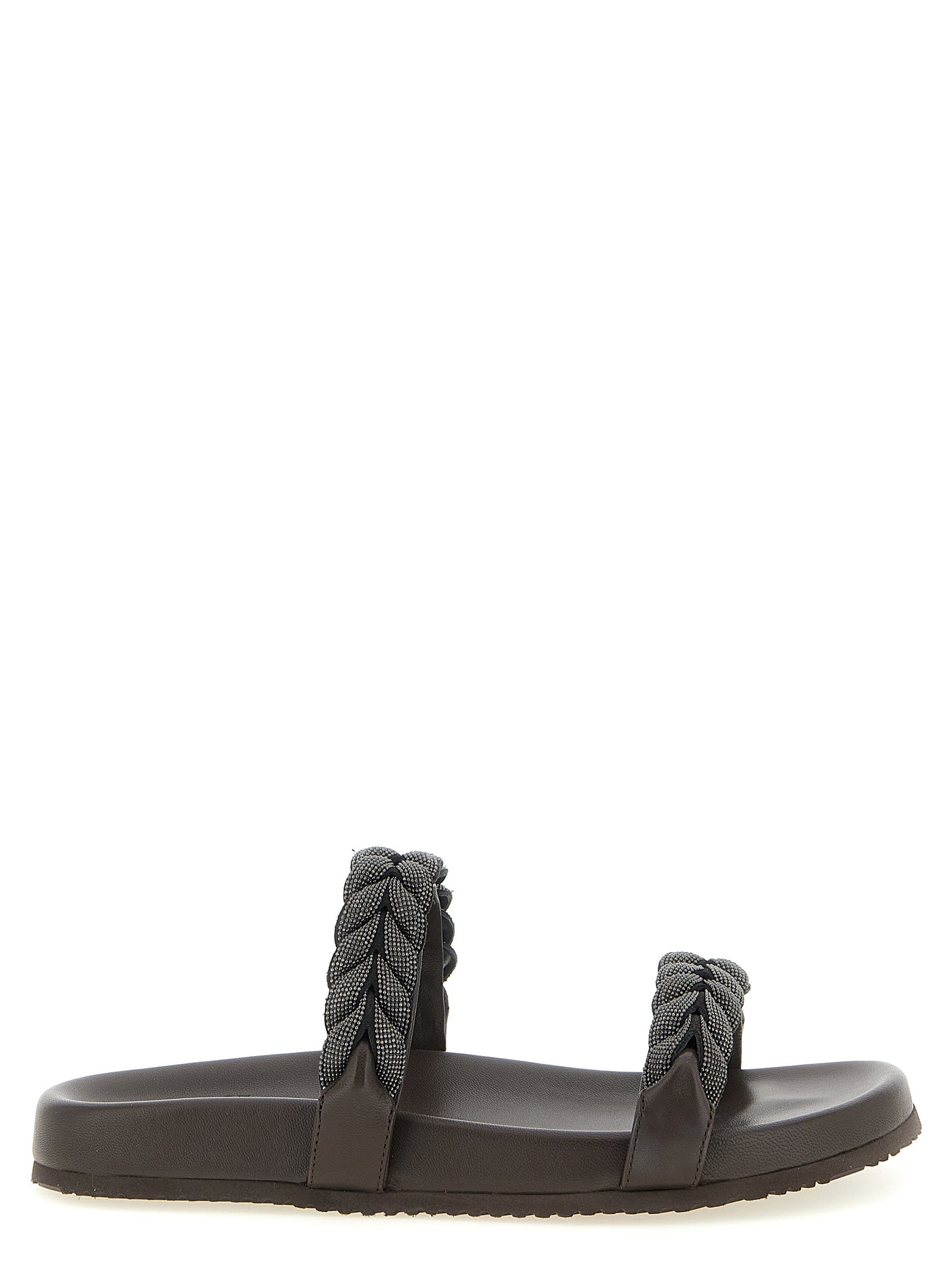 Brunello Cucinelli Brown Leather Slides Curated Luxury Accessories by Orvyn