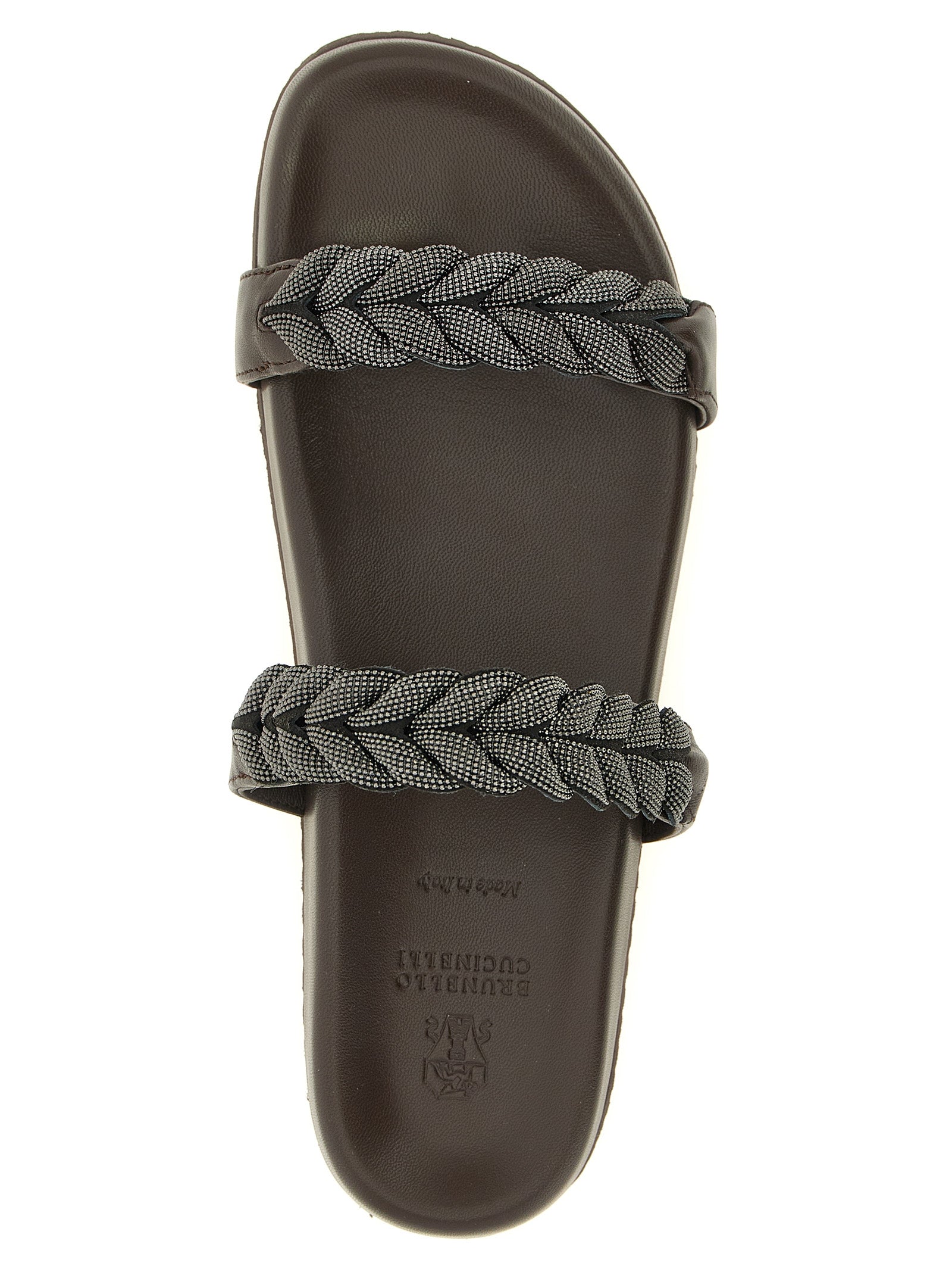 Brunello Cucinelli Brown Leather Slides Curated Luxury Accessories by Orvyn