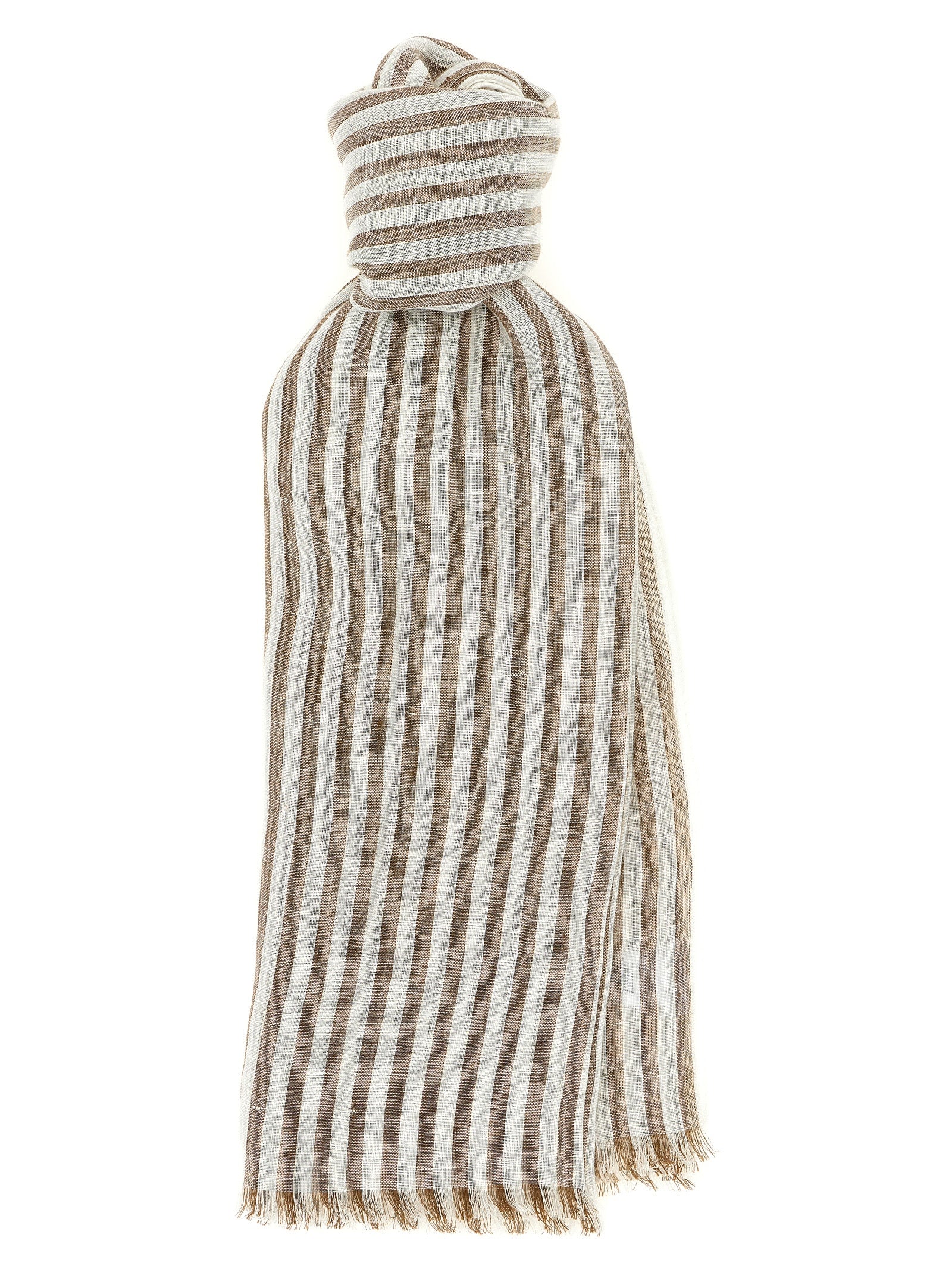 Brunello Cucinelli Brown Linen Scarf Curated Luxury Accessories by Orvyn