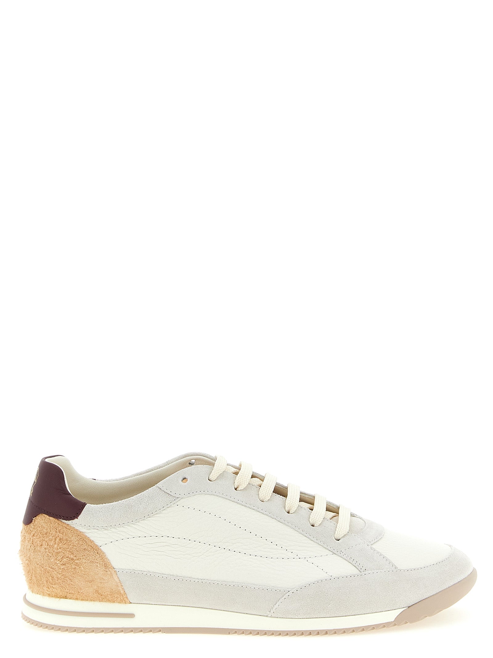 Brunello Cucinelli Beige Nubuc Leather Low Top Sneakers Curated Luxury Accessories by Orvyn