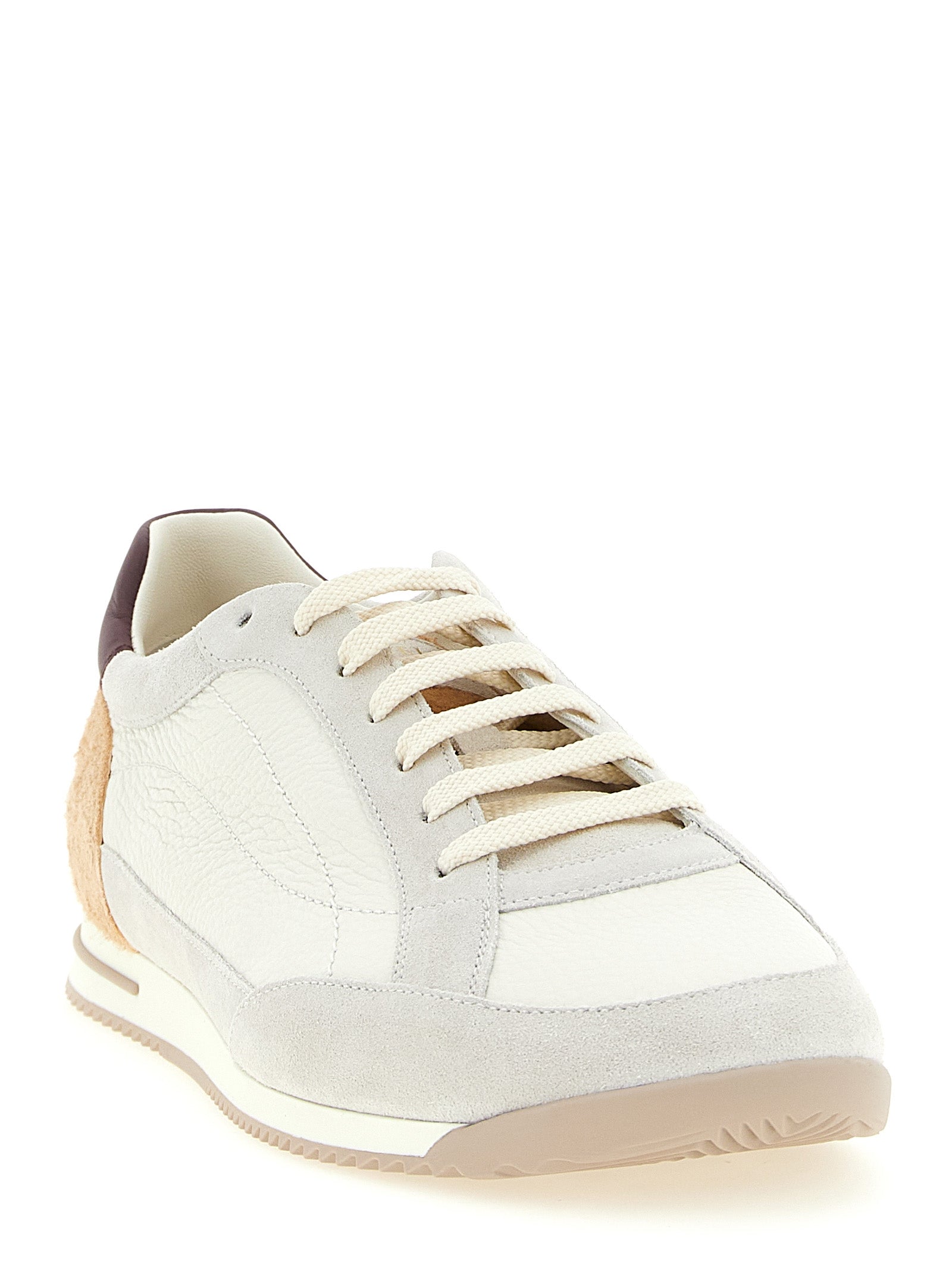 Brunello Cucinelli Beige Nubuc Leather Low Top Sneakers Curated Luxury Accessories by Orvyn