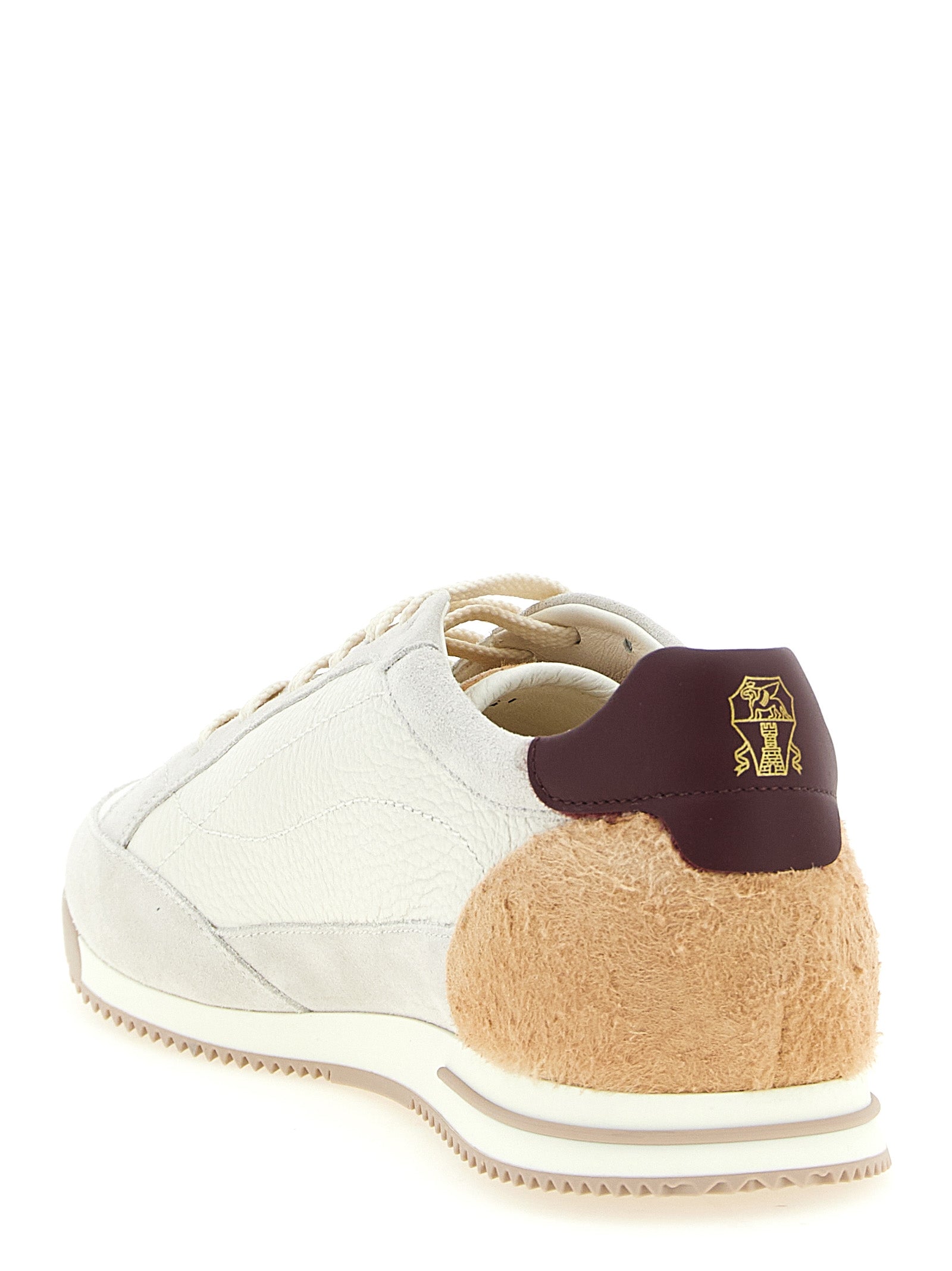 Brunello Cucinelli Beige Nubuc Leather Low Top Sneakers Curated Luxury Accessories by Orvyn