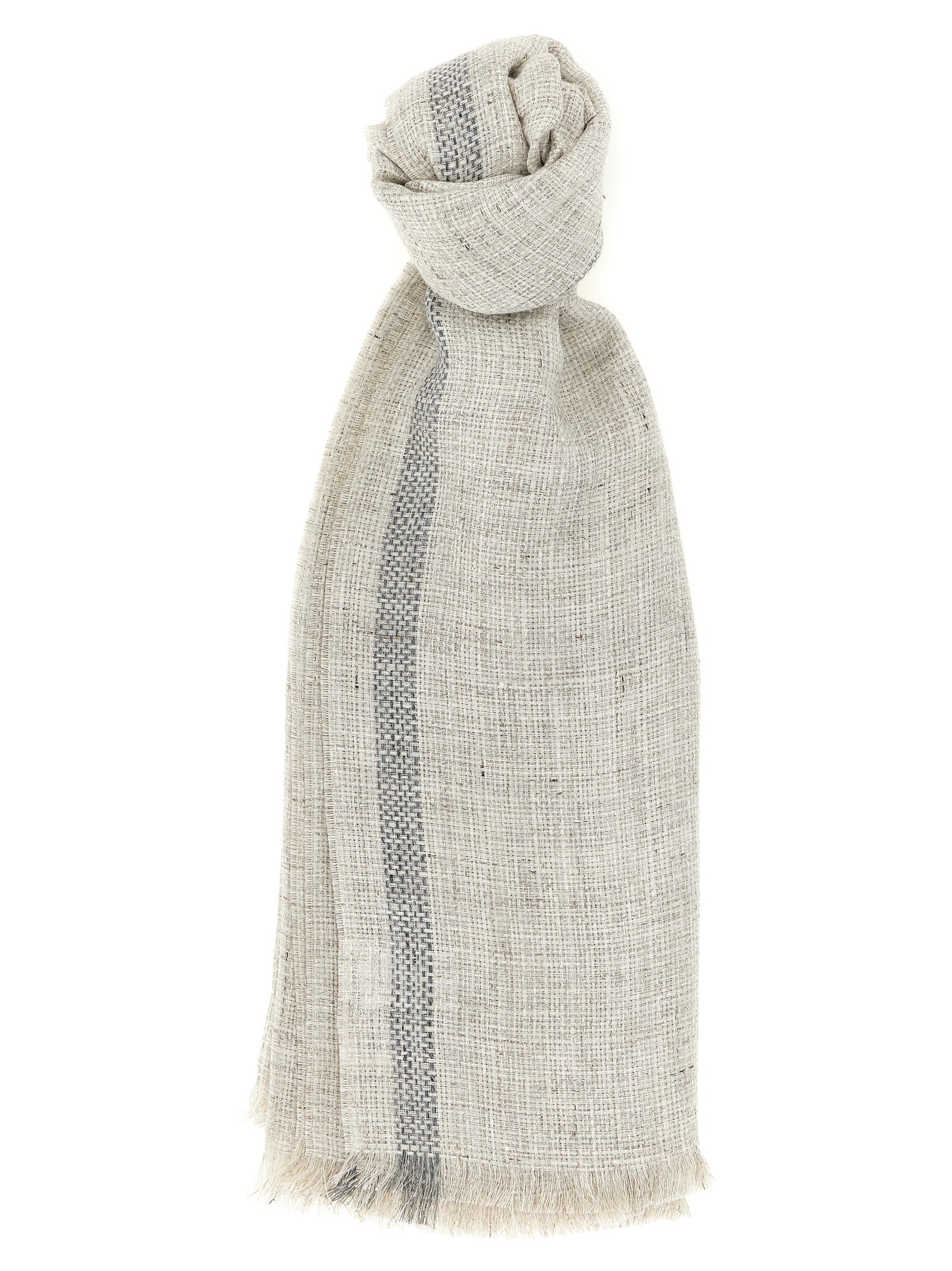 Brunello Cucinelli Gray Linen Scarf Curated Luxury Accessories by Orvyn