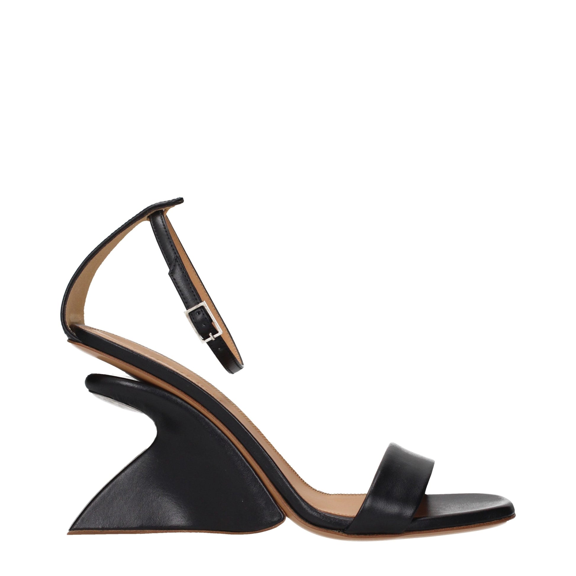 Off-White Black Leather Stiletto Heel Sandals Curated Luxury Accessories by Orvyn