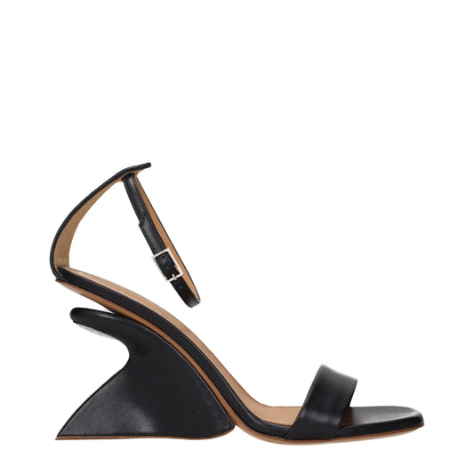 Off-White Black Leather Stiletto Heel Sandals Curated Luxury Accessories by Orvyn
