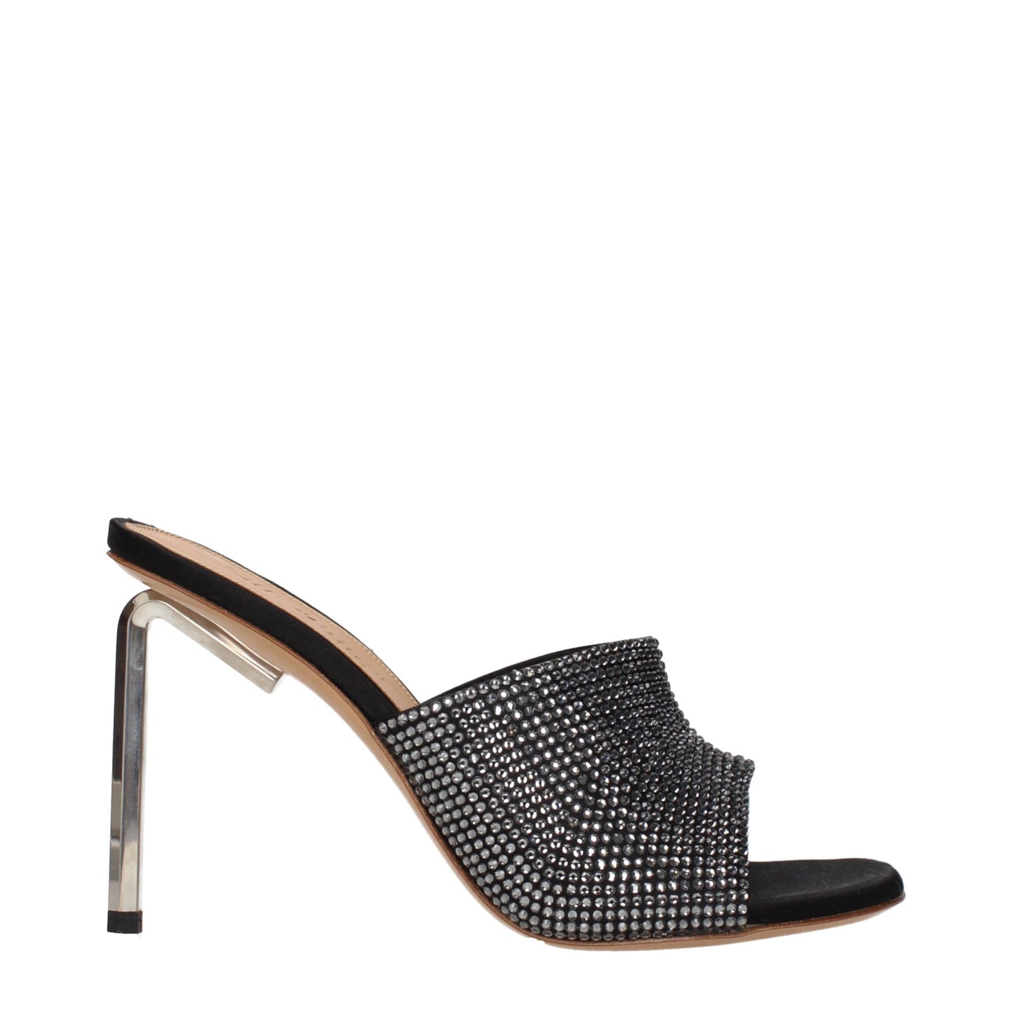 Off-White Black Satin Stiletto Heel Sandals Curated Luxury Accessories by Orvyn