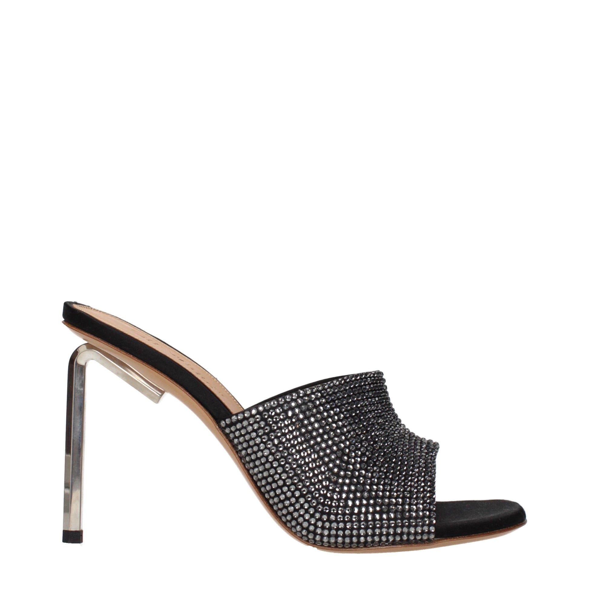 Off-White Black Satin Stiletto Heel Sandals Curated Luxury Accessories by Orvyn
