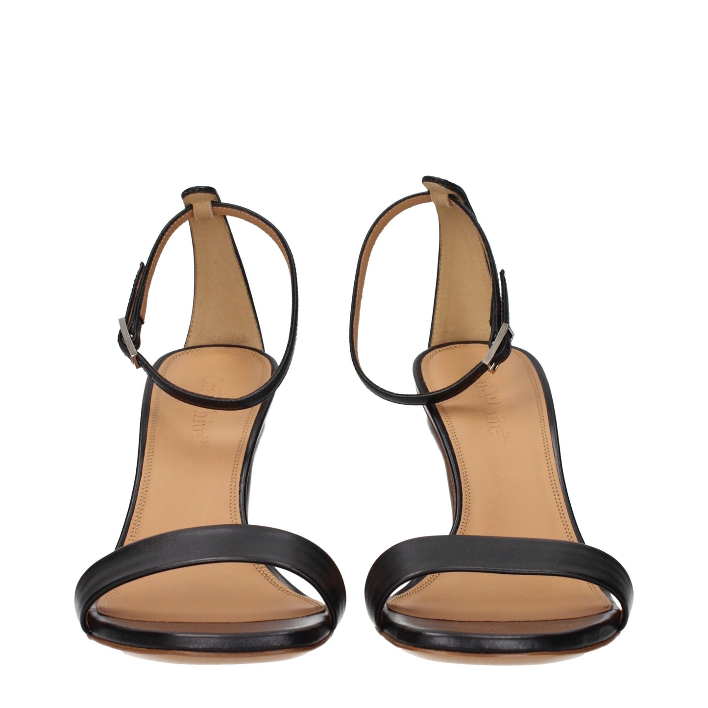 Off-White Black Leather Stiletto Heel Sandals Curated Luxury Accessories by Orvyn