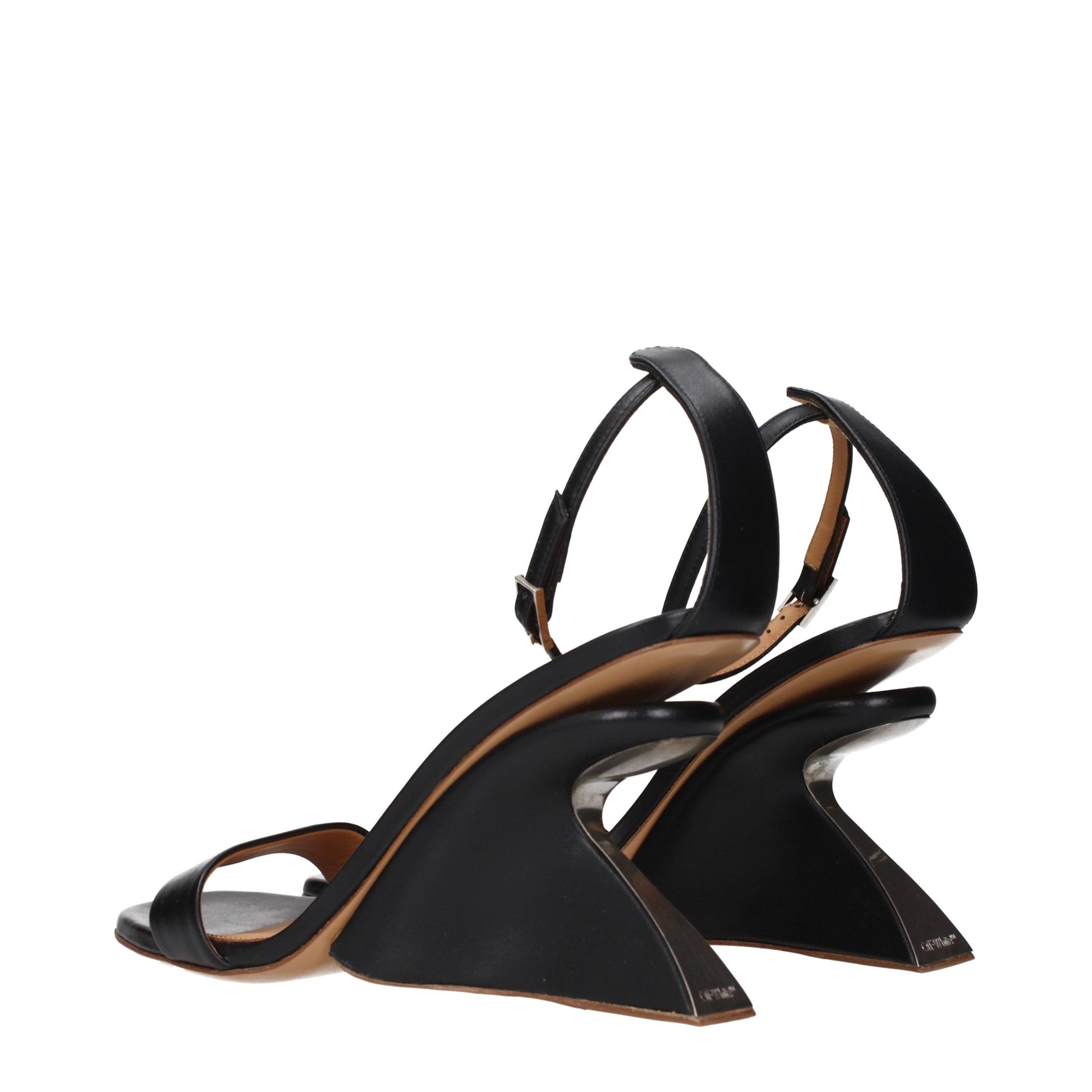 Off-White Black Leather Stiletto Heel Sandals Curated Luxury Accessories by Orvyn