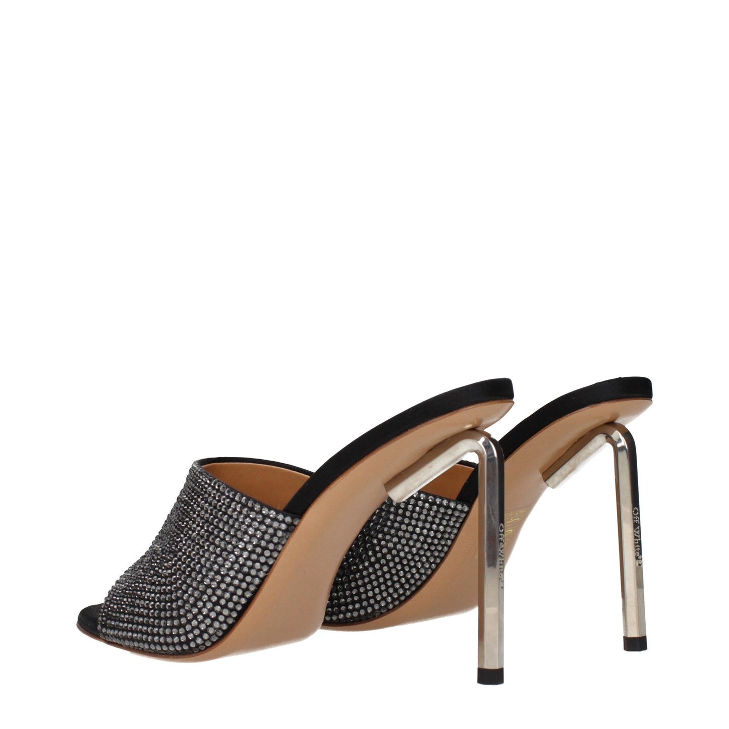 Off-White Black Satin Stiletto Heel Sandals Curated Luxury Accessories by Orvyn
