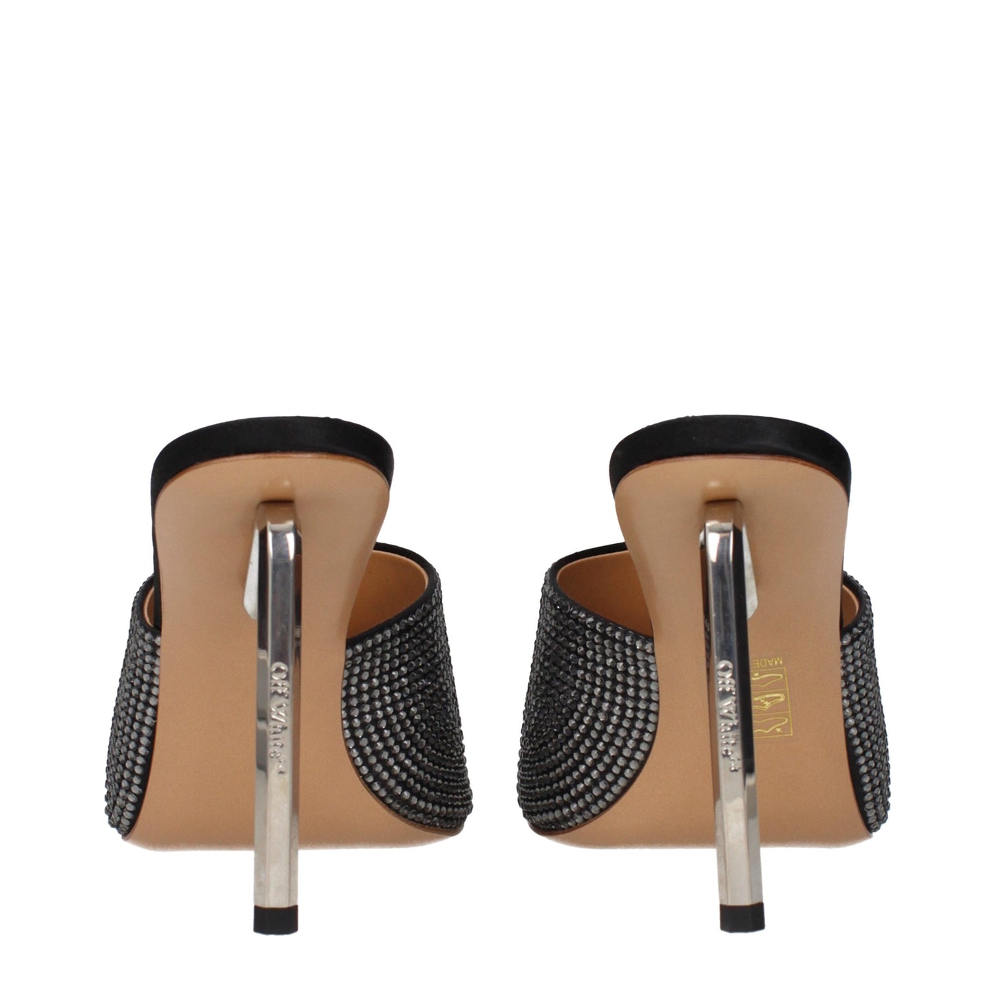 Off-White Black Satin Stiletto Heel Sandals Curated Luxury Accessories by Orvyn