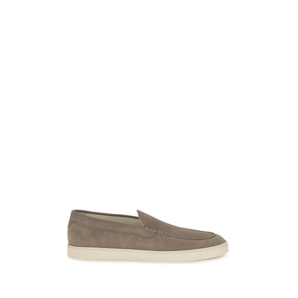 Brunello Cucinelli Gray Calf Leather Bos Taurus Slip-On Loafers Curated Luxury Accessories by Orvyn