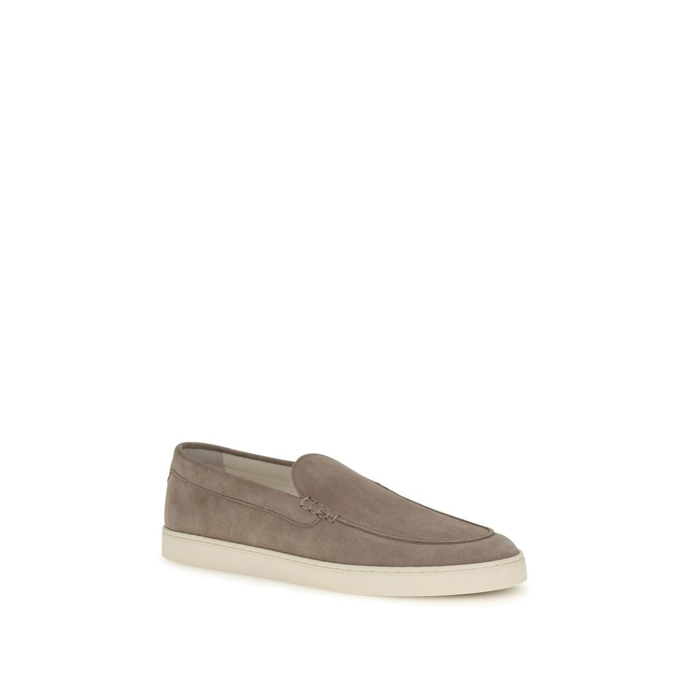 Brunello Cucinelli Gray Calf Leather Bos Taurus Slip-On Loafers Curated Luxury Accessories by Orvyn