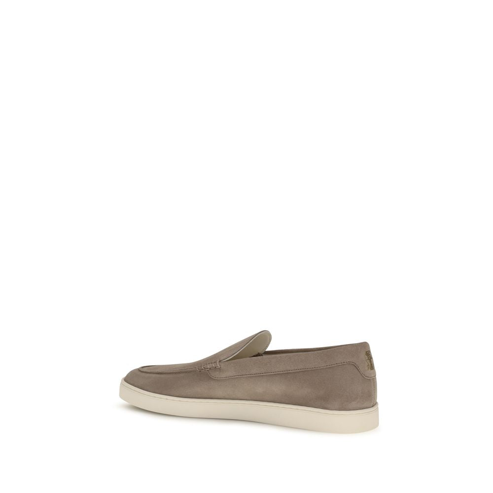 Brunello Cucinelli Gray Calf Leather Bos Taurus Slip-On Loafers Curated Luxury Accessories by Orvyn