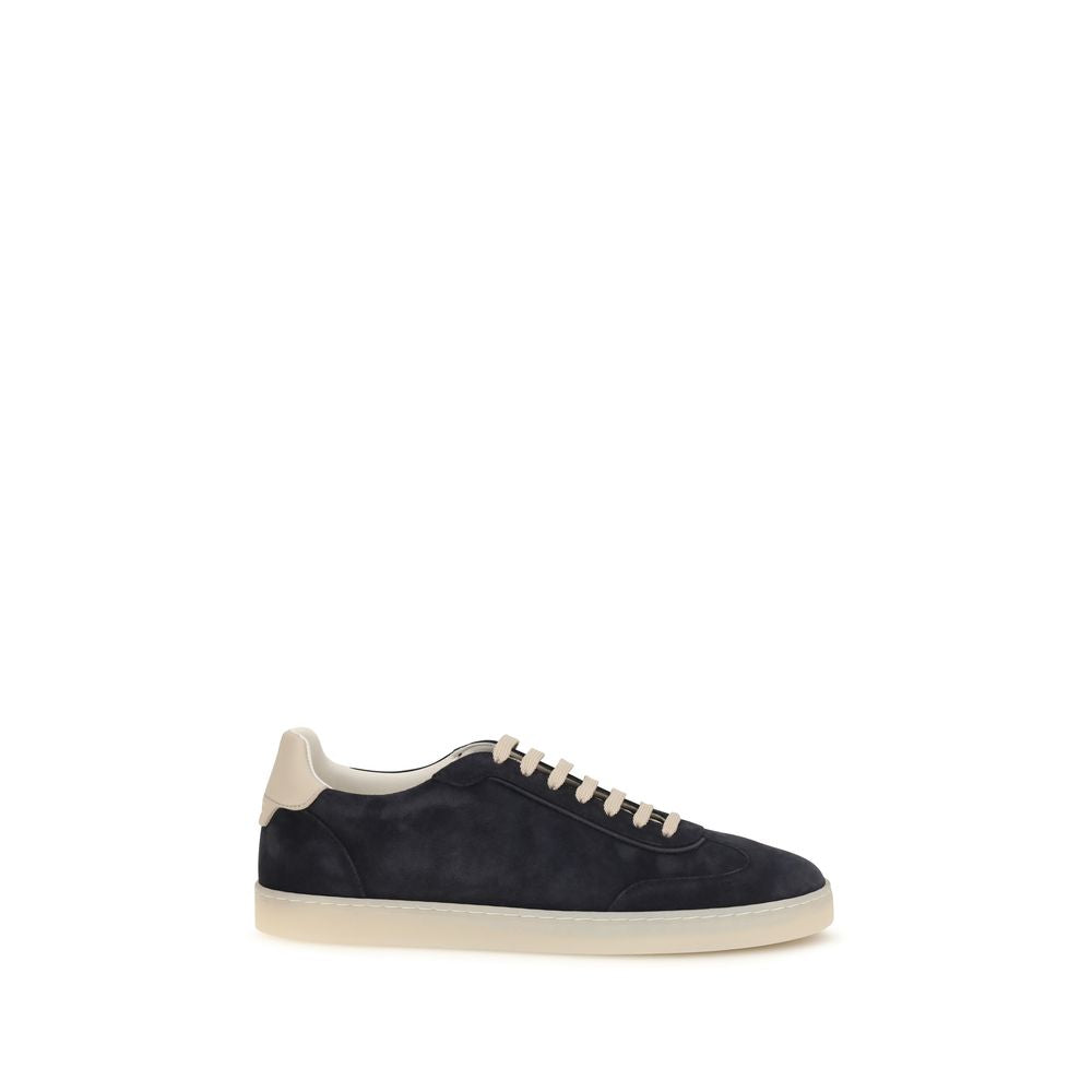 Brunello Cucinelli Brown Calf Leather Bos Taurus Low Top Sneakers Curated Luxury Accessories by Orvyn
