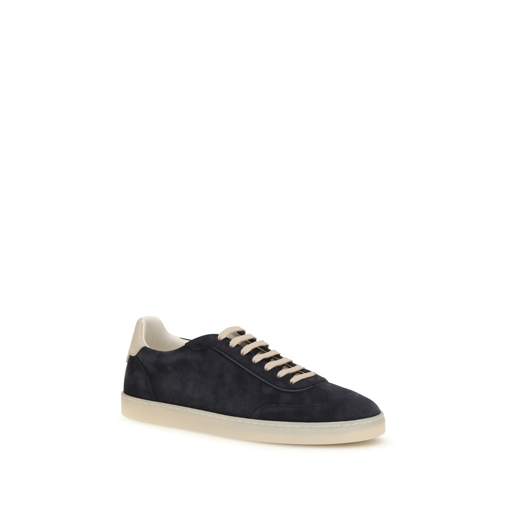 Brunello Cucinelli Brown Calf Leather Bos Taurus Low Top Sneakers Curated Luxury Accessories by Orvyn