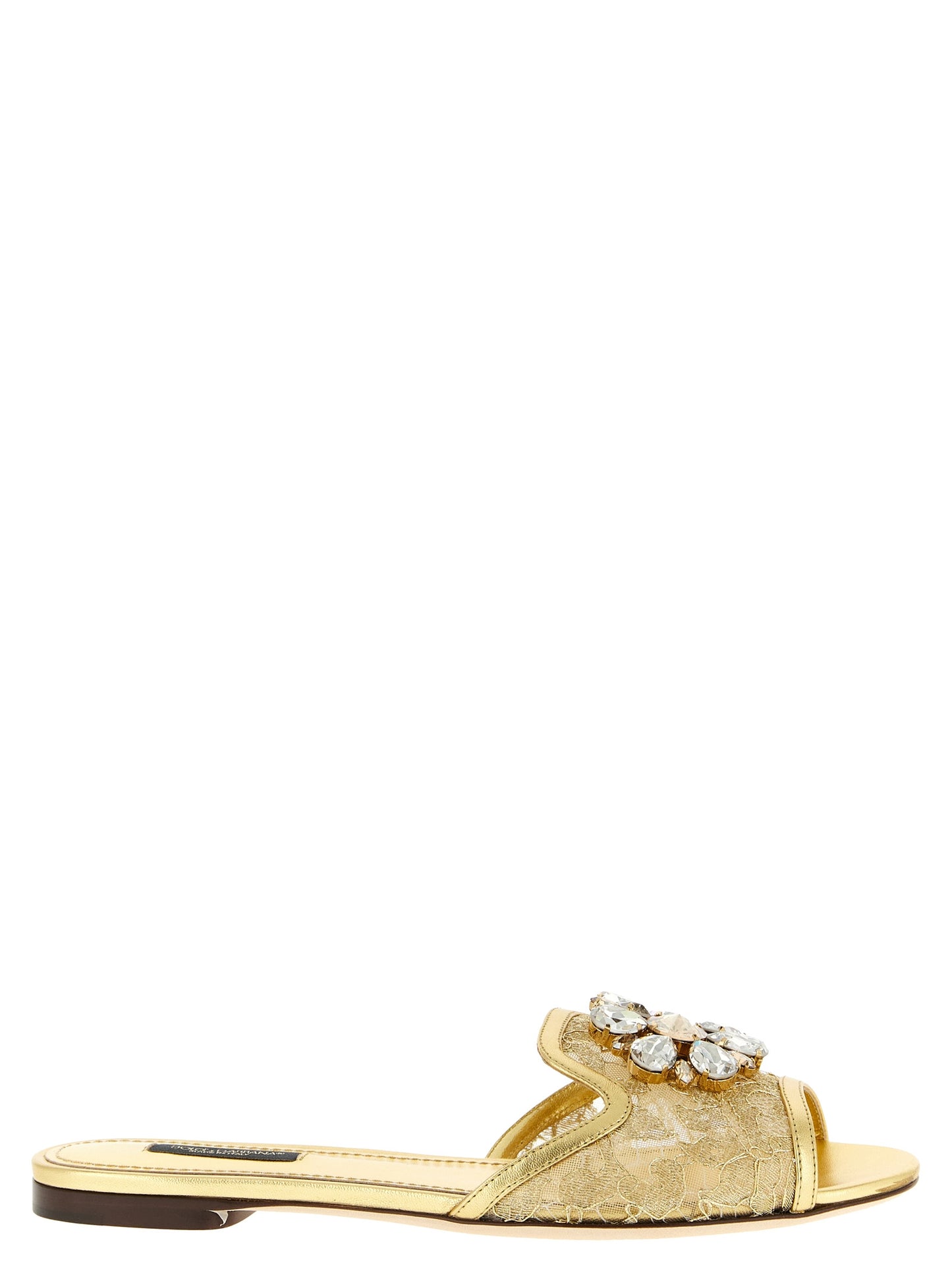 Dolce & Gabbana Gold Polyamide Slides Curated Luxury Accessories by Orvyn