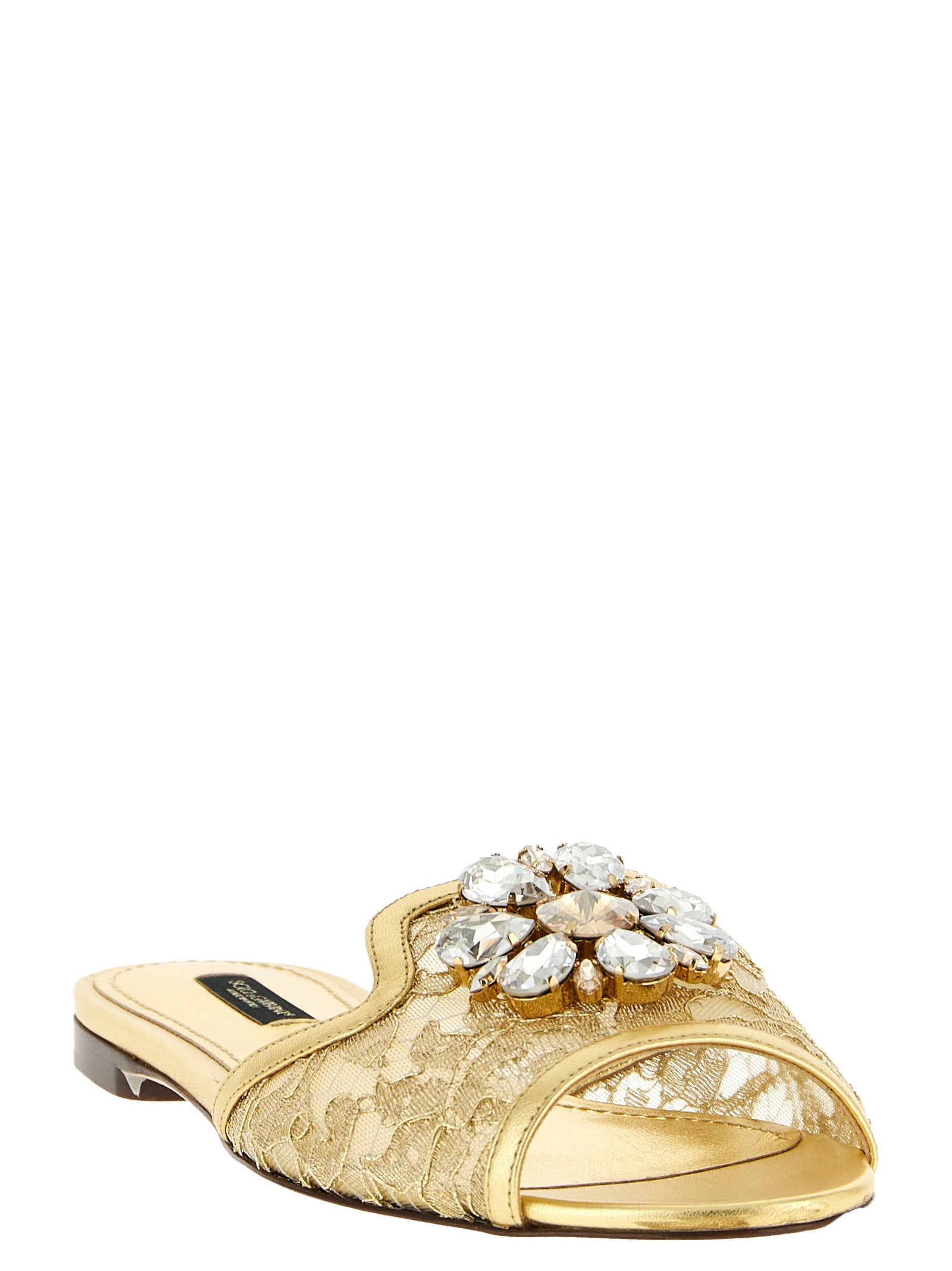 Dolce & Gabbana Gold Polyamide Slides Curated Luxury Accessories by Orvyn