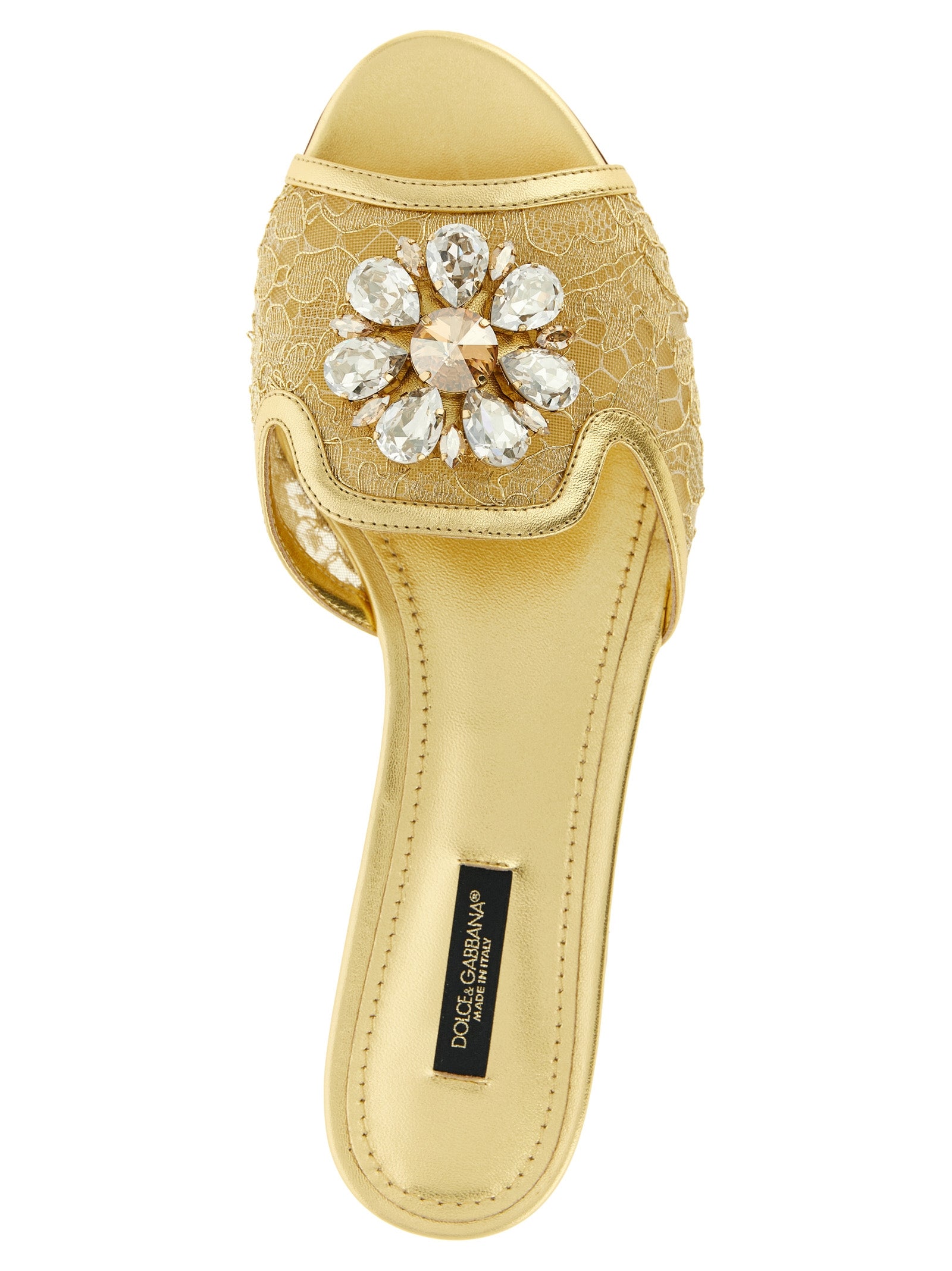 Dolce & Gabbana Gold Polyamide Slides Curated Luxury Accessories by Orvyn