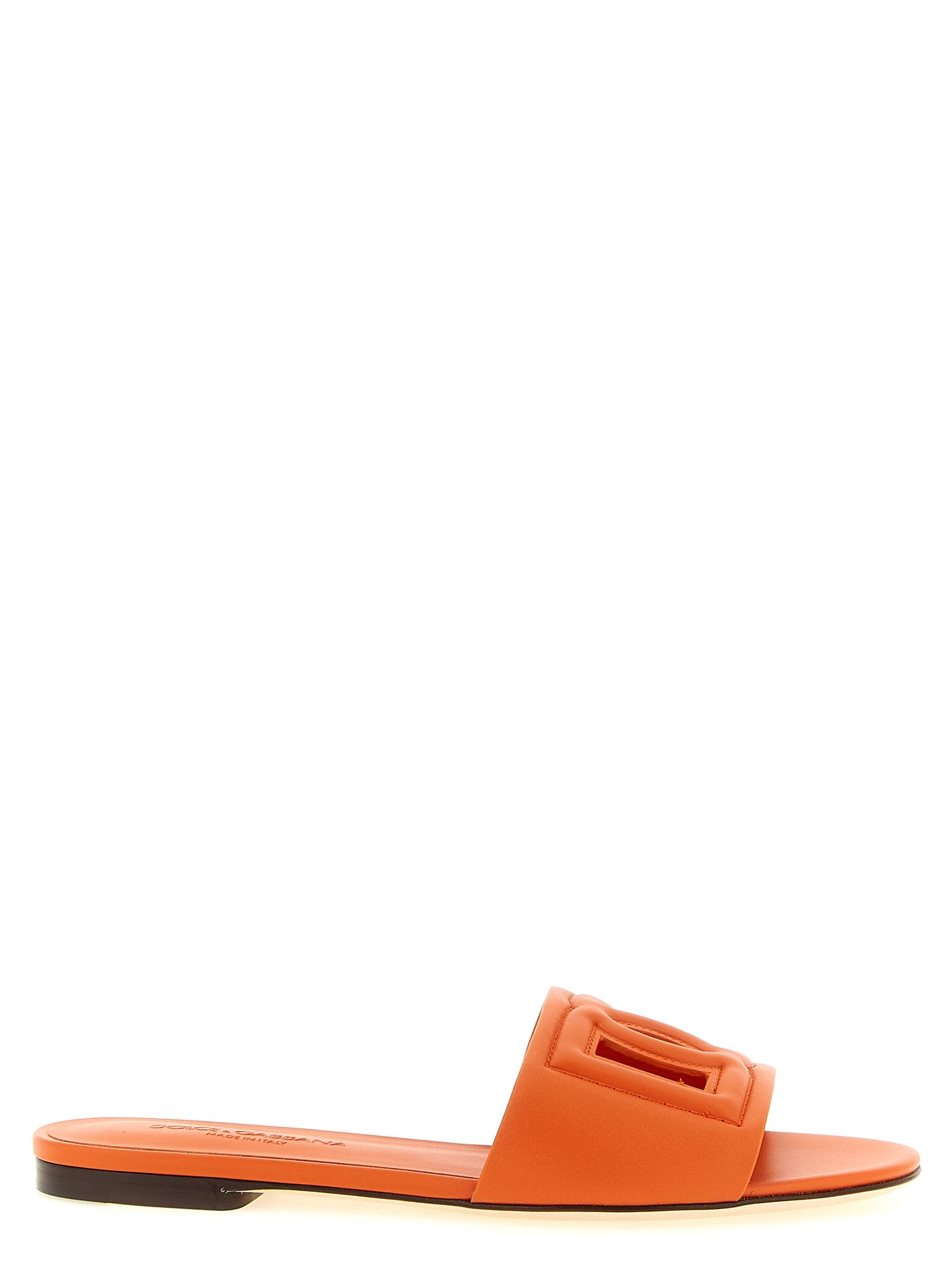 Dolce & Gabbana Orange Calfskin Slides Curated Luxury Accessories by Orvyn