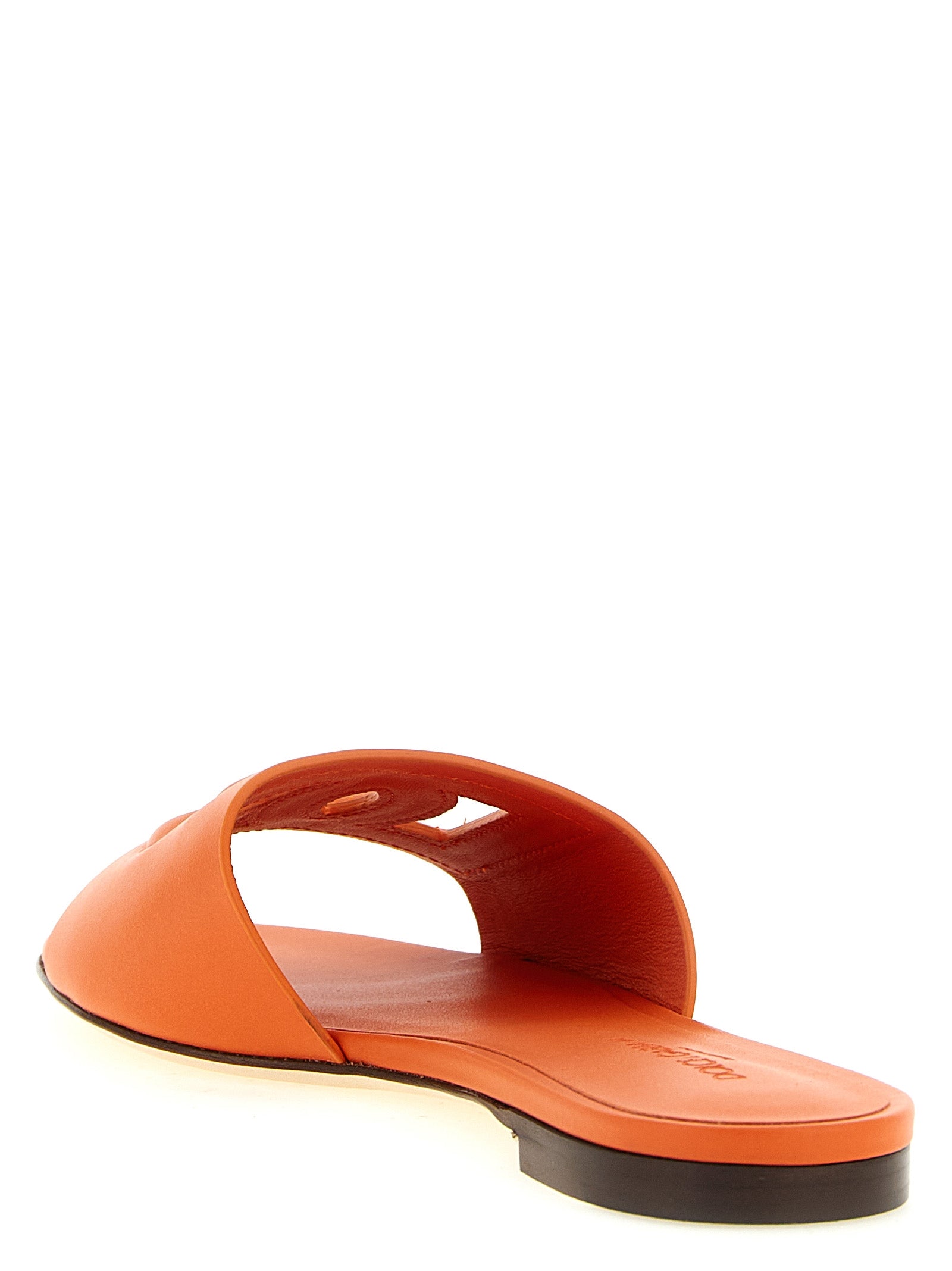 Dolce & Gabbana Orange Calfskin Slides Curated Luxury Accessories by Orvyn