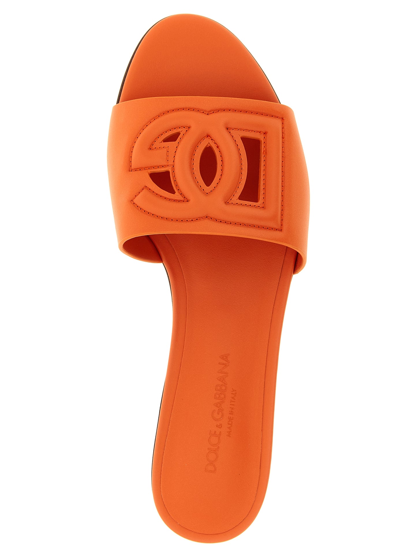 Dolce & Gabbana Orange Calfskin Slides Curated Luxury Accessories by Orvyn