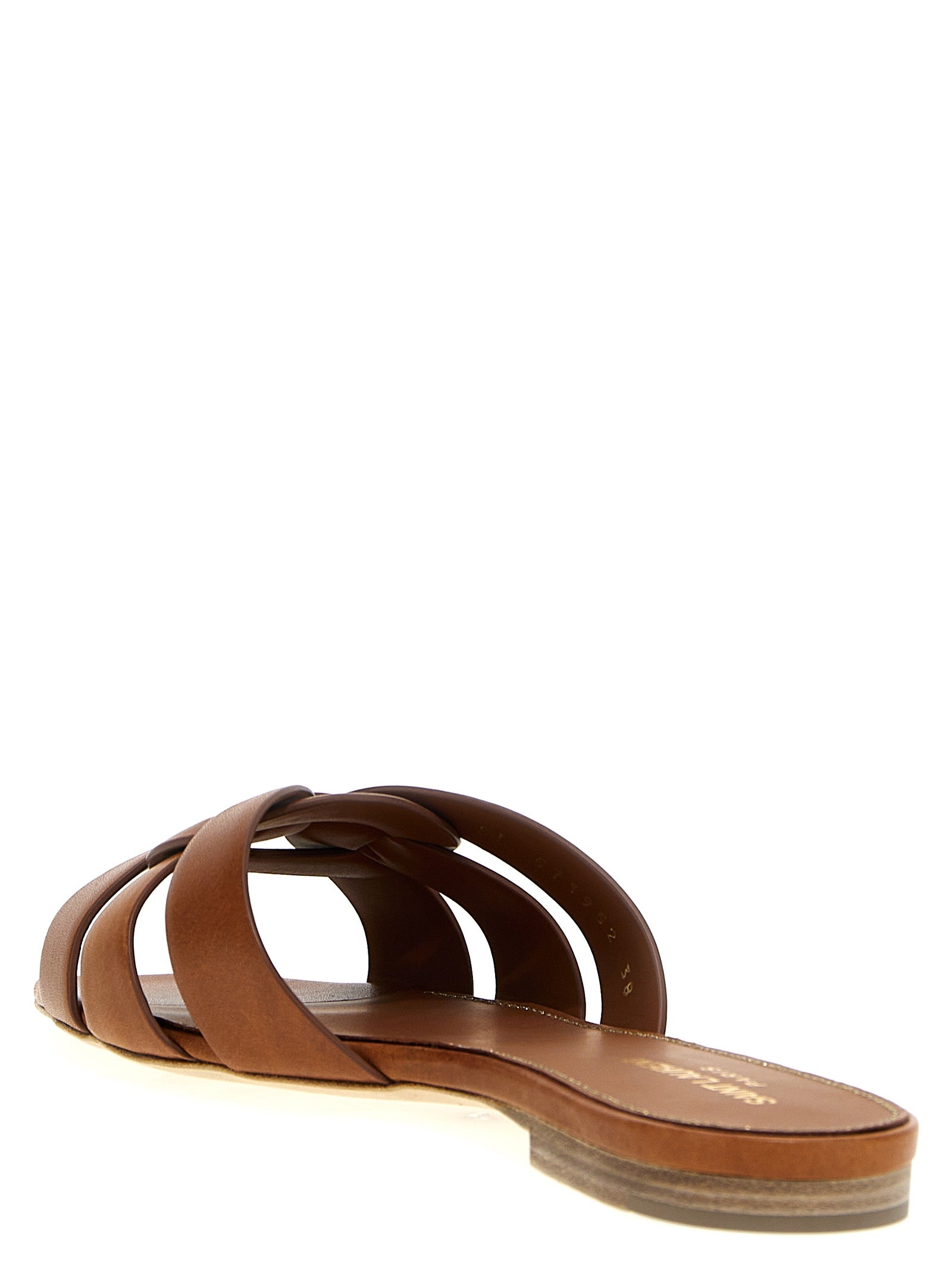 Saint Laurent Brown Calfskin Slides Curated Luxury Accessories by Orvyn