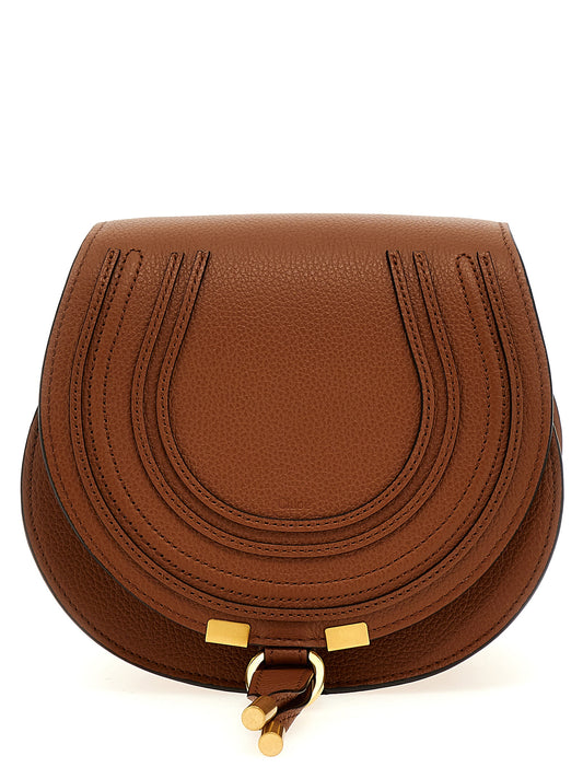 Chloé Brown Saddle Marcie small suede Crossbody Bag