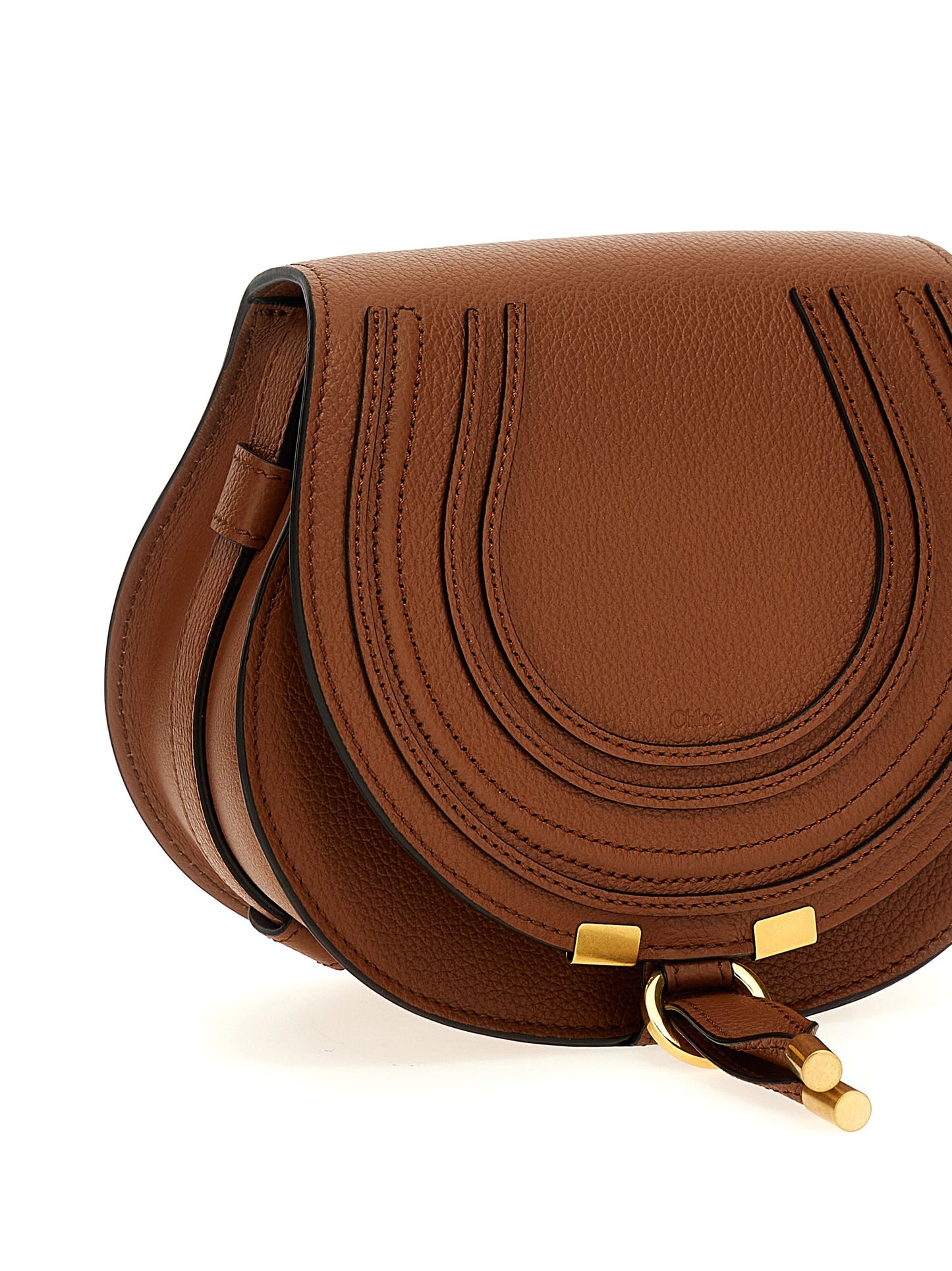 Chloé Brown Saddle Marcie small suede Crossbody Bag