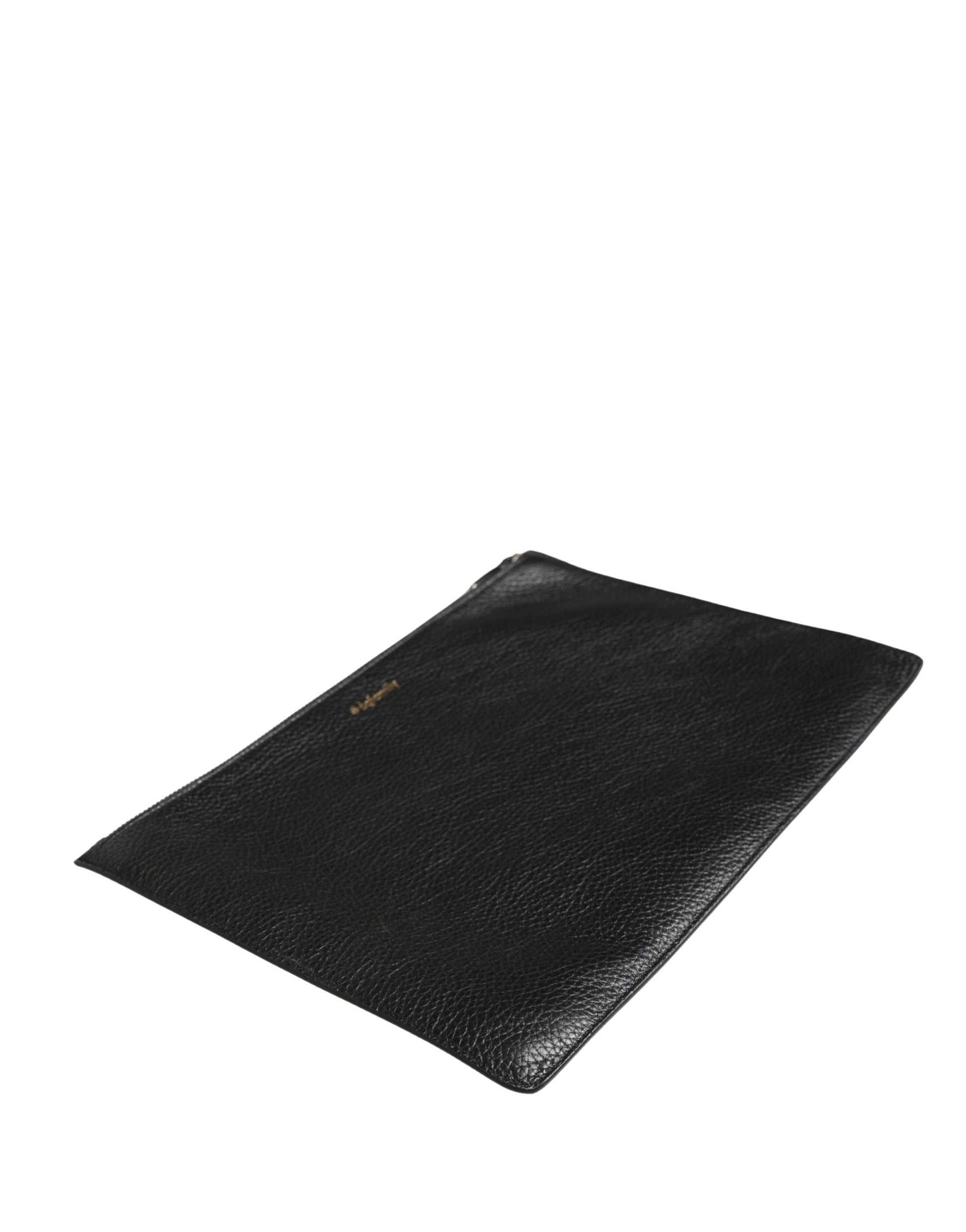 Dolce & Gabbana Black #DGFamily Embellished Leather Clutch Borse Bag Curated Luxury Accessories by Orvyn