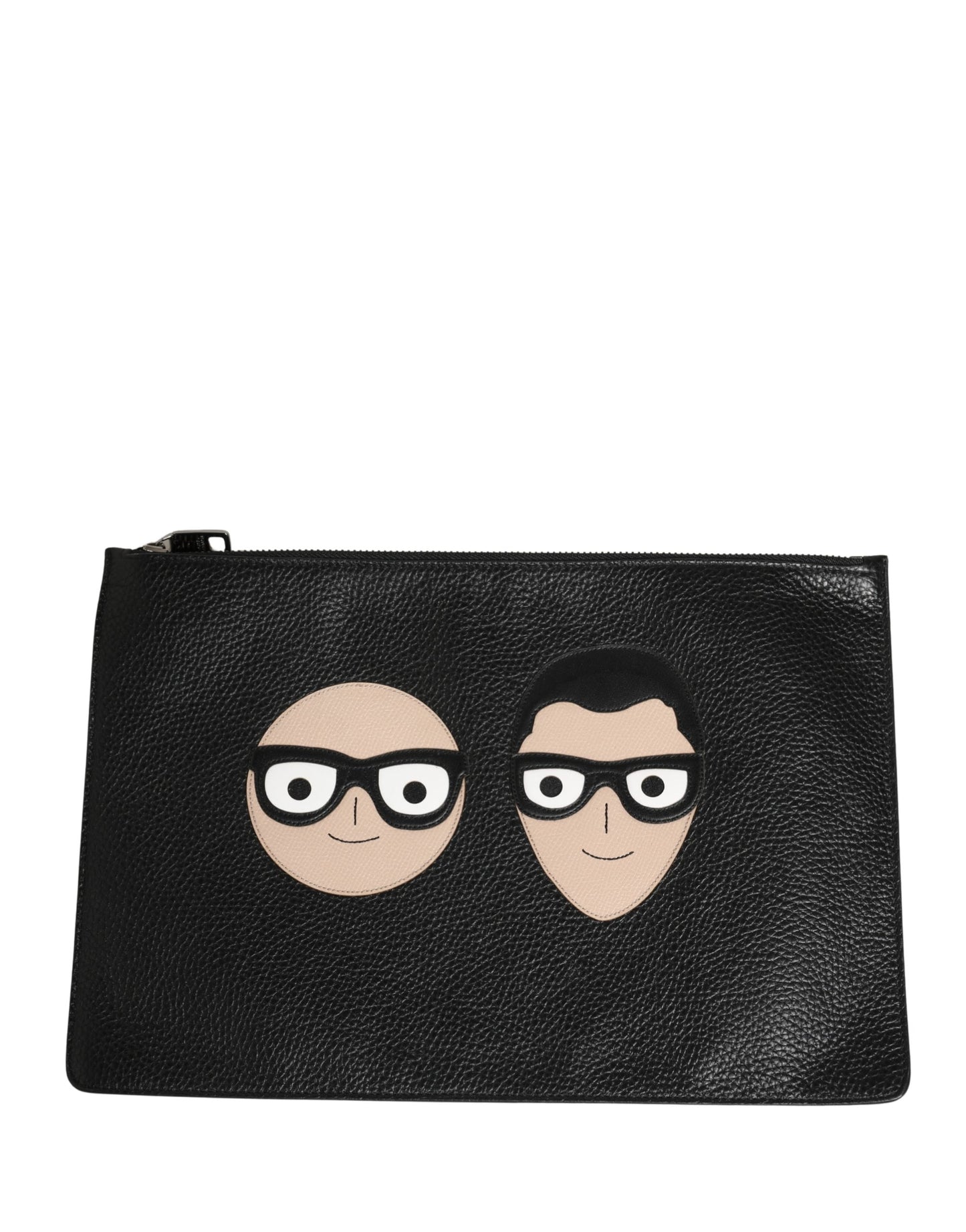 Dolce & Gabbana Black #DGFamily Embellished Leather Clutch Borse Bag Curated Luxury Accessories by Orvyn