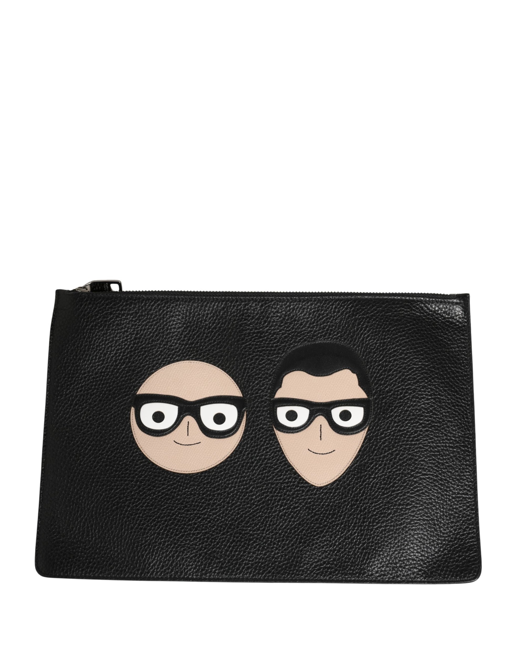 Dolce & Gabbana Black #DGFamily Embellished Leather Clutch Borse Bag Curated Luxury Accessories by Orvyn