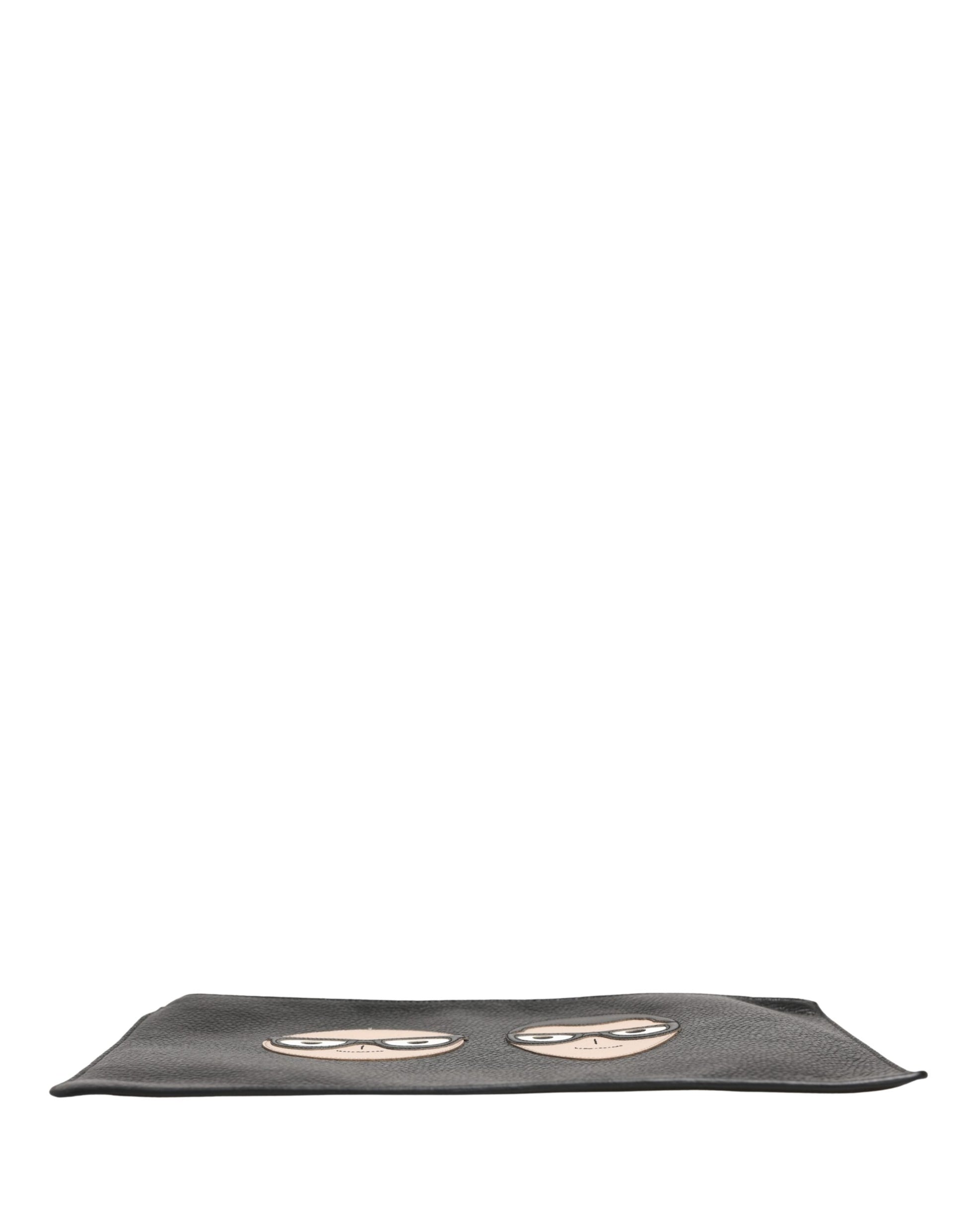 Dolce & Gabbana Black #DGFamily Embellished Leather Clutch Borse Bag Curated Luxury Accessories by Orvyn