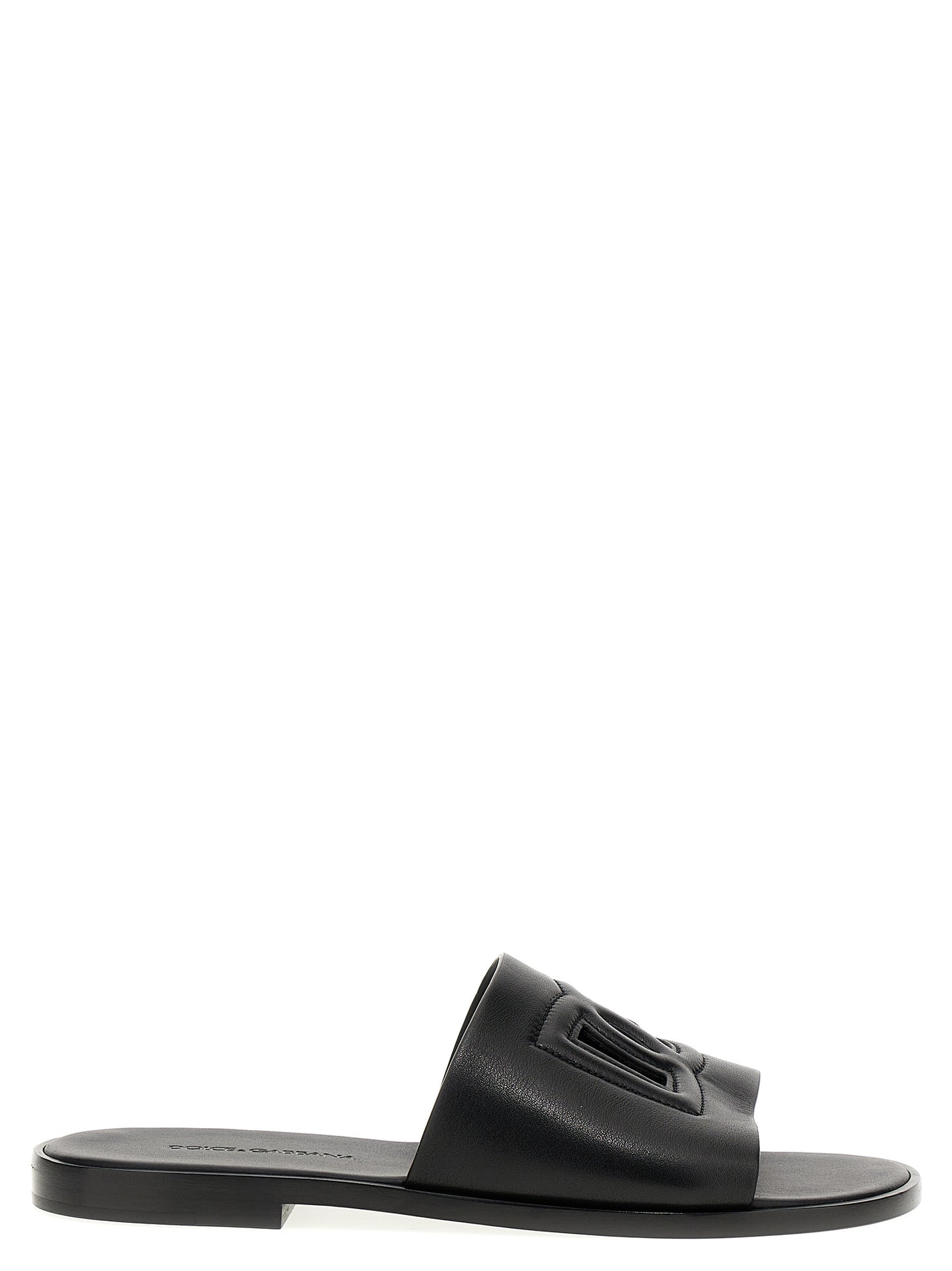 Dolce & Gabbana Black Leather Slides Curated Luxury Accessories by Orvyn
