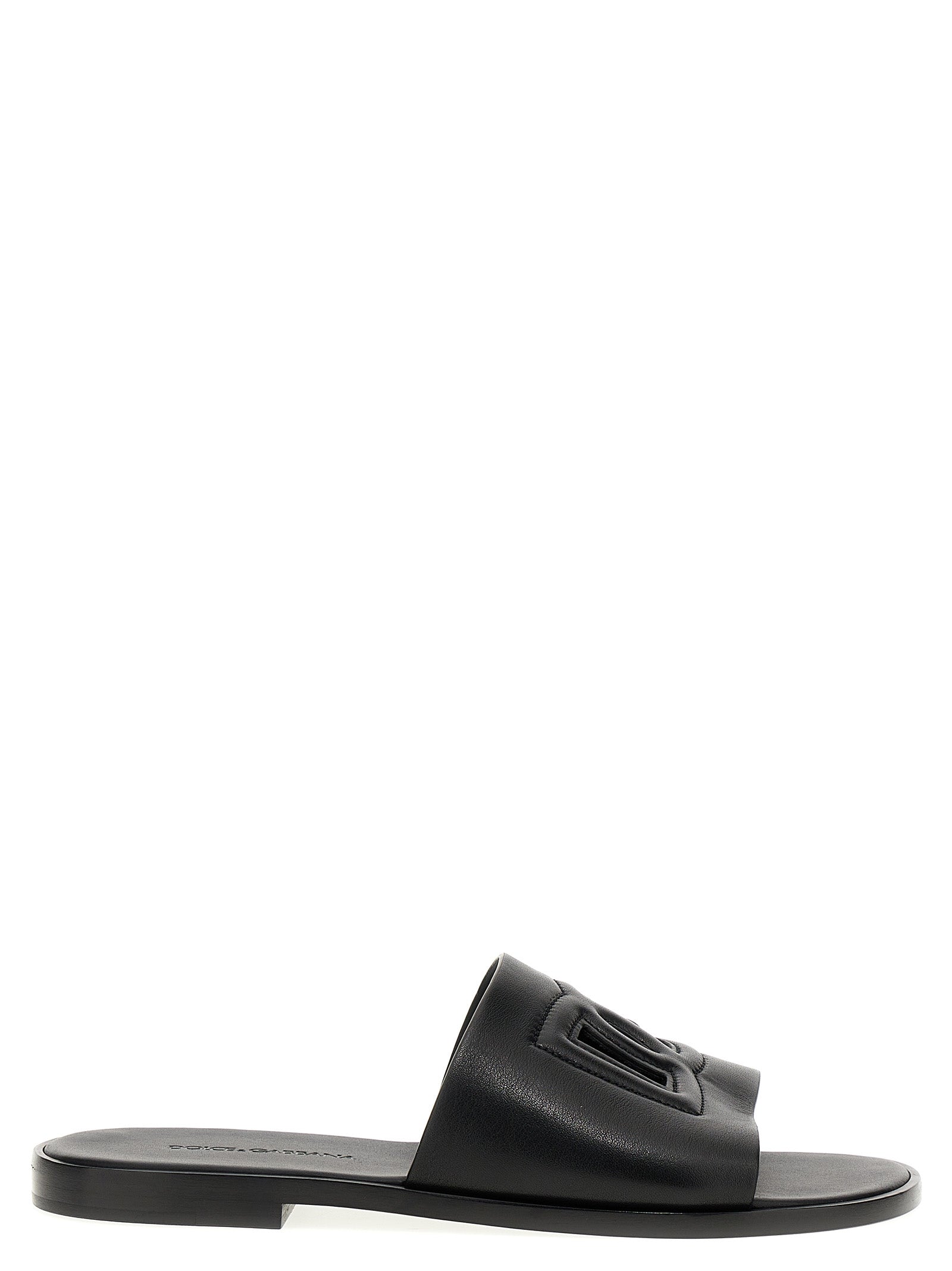 Dolce & Gabbana Black Leather Slides Curated Luxury Accessories by Orvyn