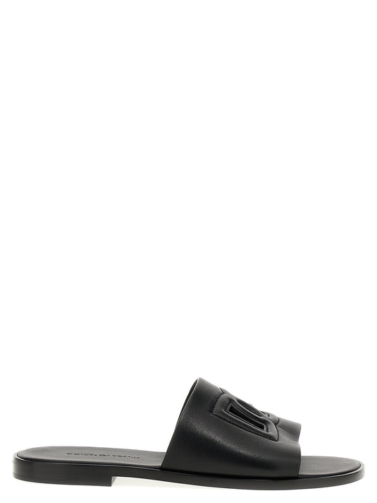 Dolce & Gabbana Black Leather Slides Curated Luxury Accessories by Orvyn