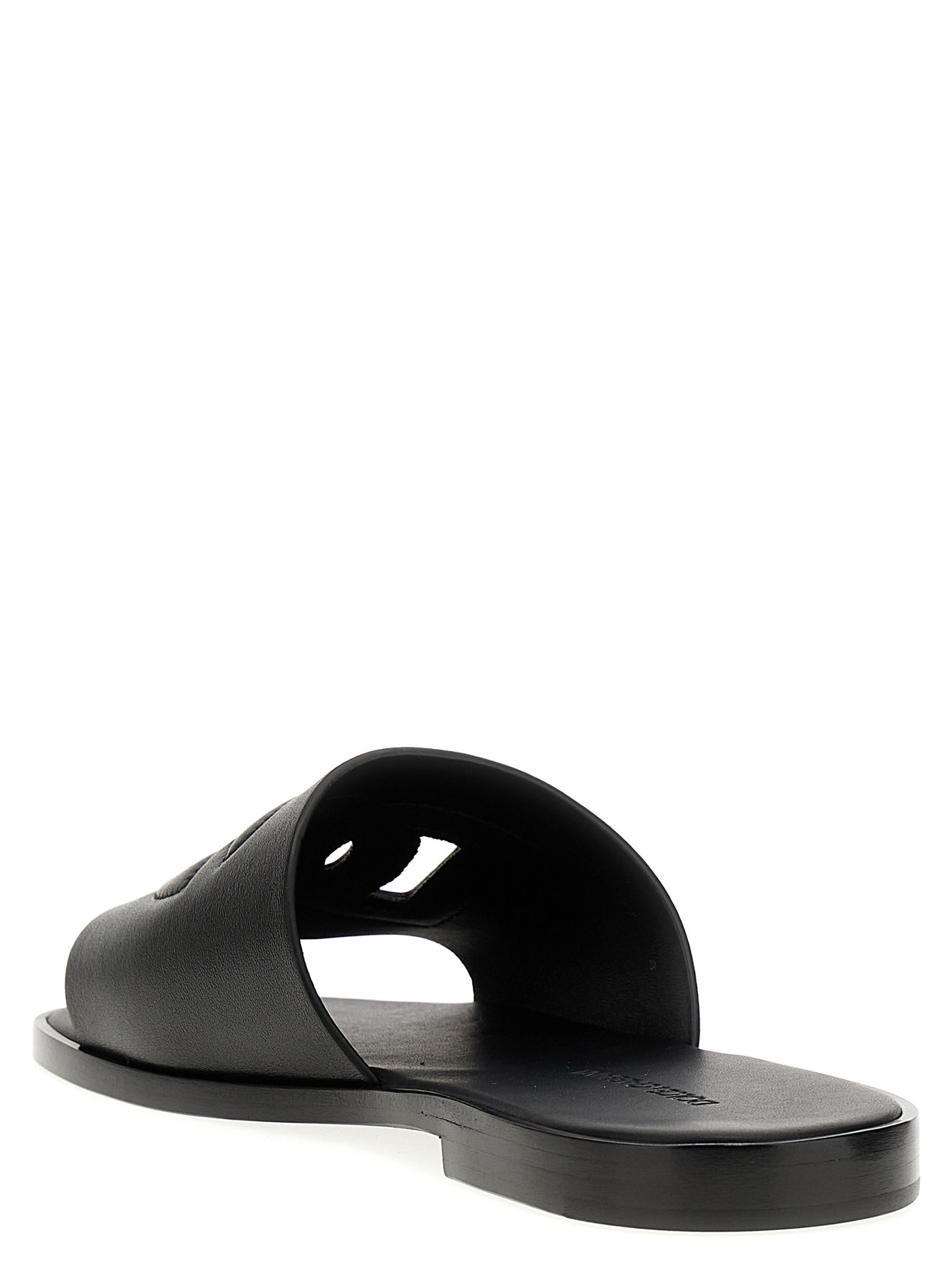Dolce & Gabbana Black Leather Slides Curated Luxury Accessories by Orvyn