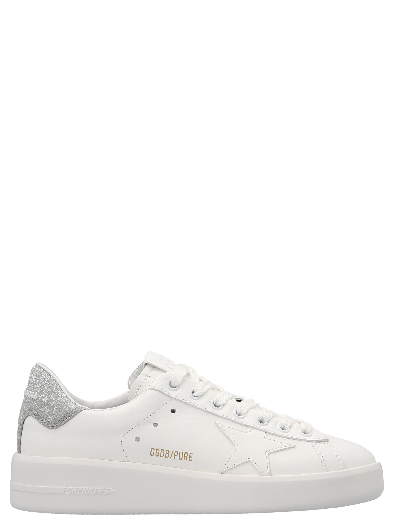 Golden Goose Silver Leather Low Top Sneakers Curated Luxury Accessories by Orvyn